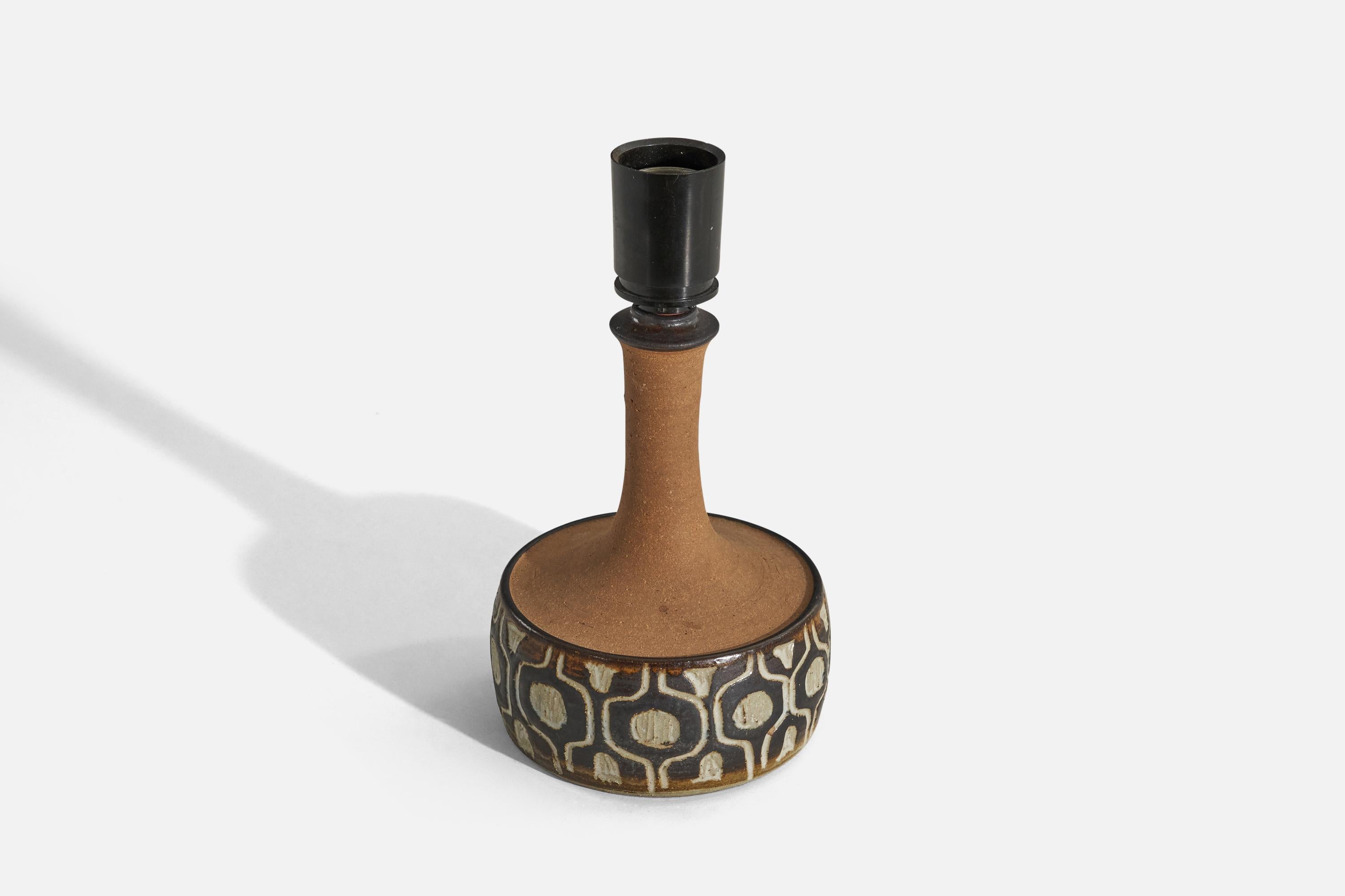 Danish Jette Hellerøe, Table Lamp, Glazed Stoneware, Denmark, 1960s