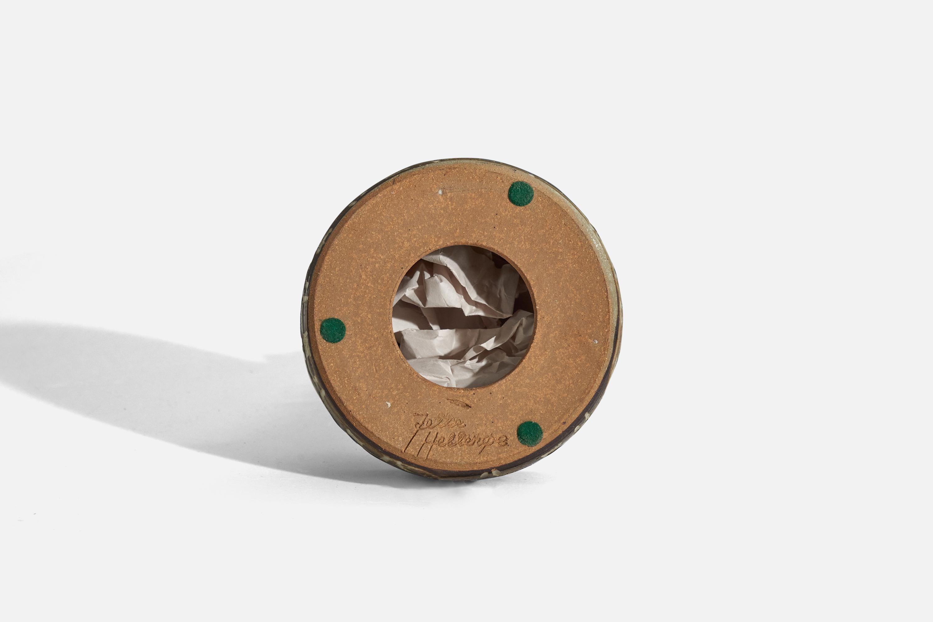 Jette Hellerøe, Table Lamp, Glazed Stoneware, Denmark, 1960s In Good Condition In High Point, NC