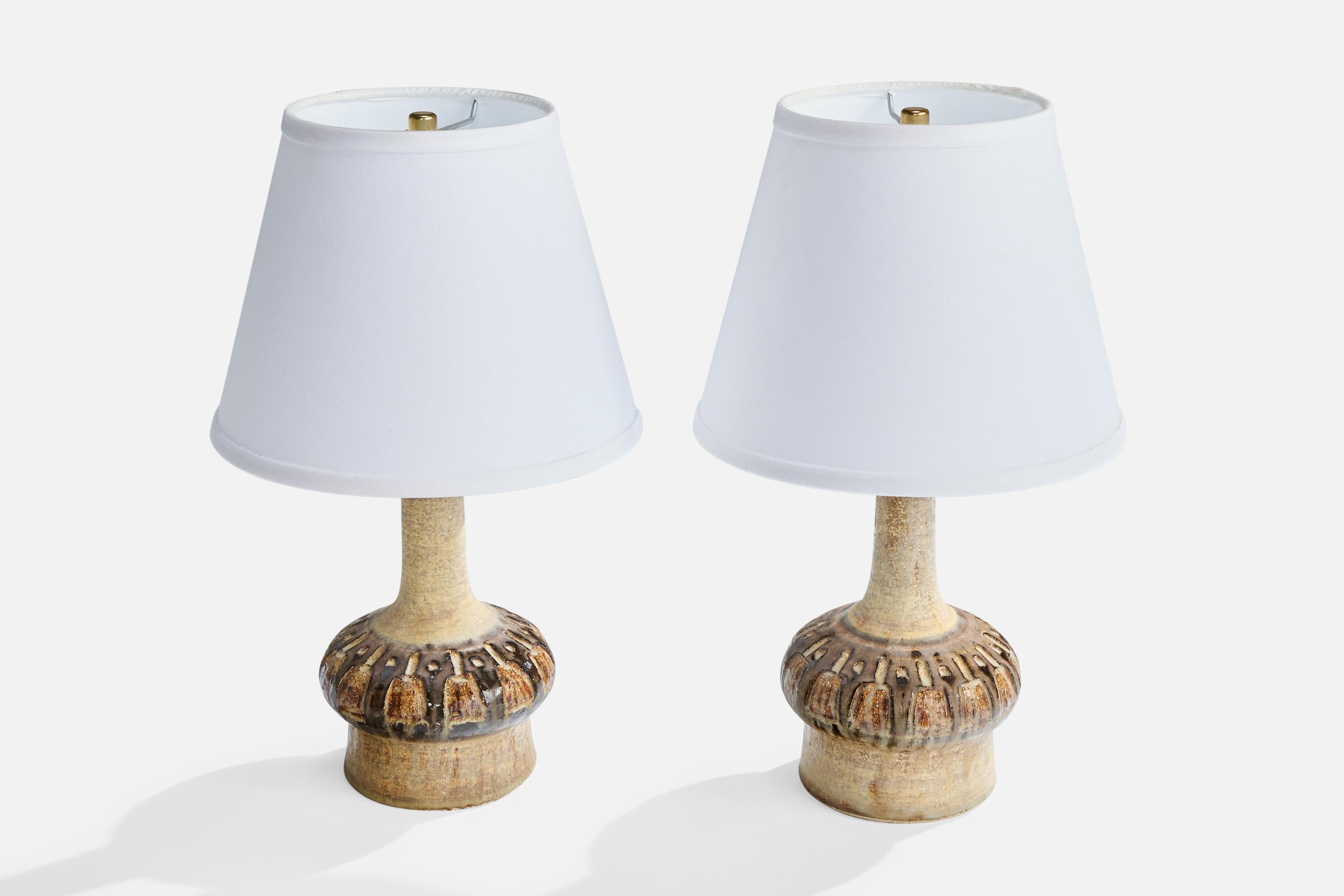 Mid-Century Modern Jette Hellerøe, Table Lamps, Ceramic, Denmark, 1960s For Sale