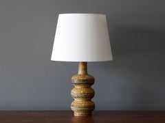 Jette Hellerøe, Unique Lamp Brown / Yellow Glaze Stoneware, Denmark, 1950s