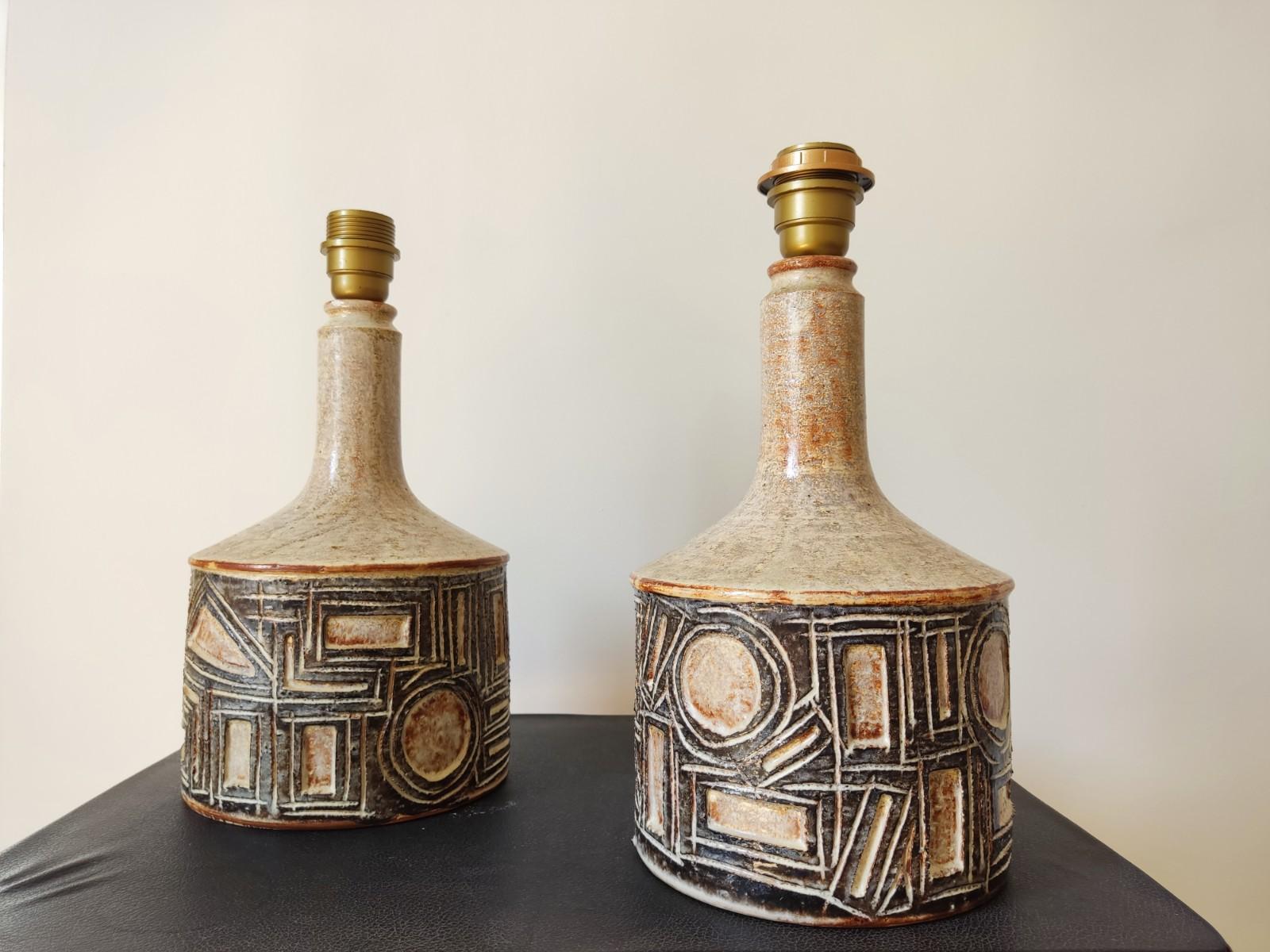 Arts and Crafts Jette Helleroe Ceramic Lamps - Danish 70s
