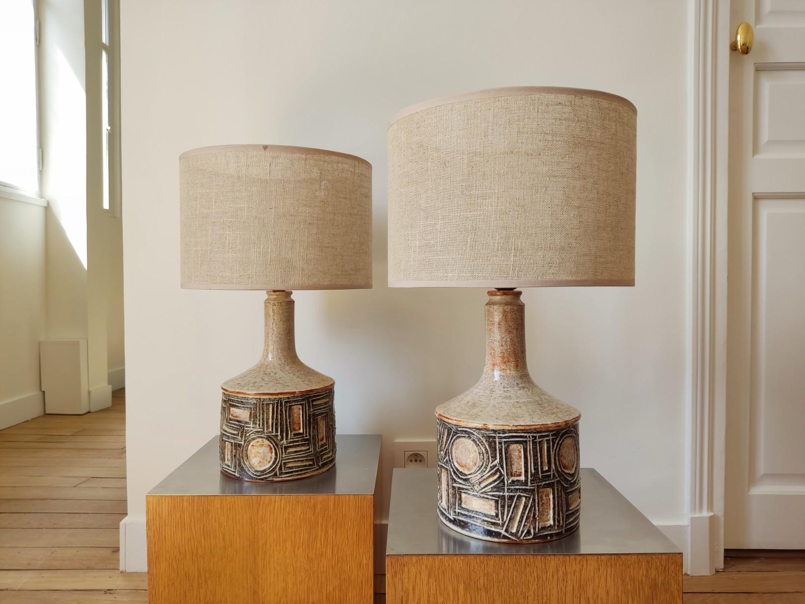 Late 20th Century Jette Helleroe Ceramic Lamps - Danish 70s