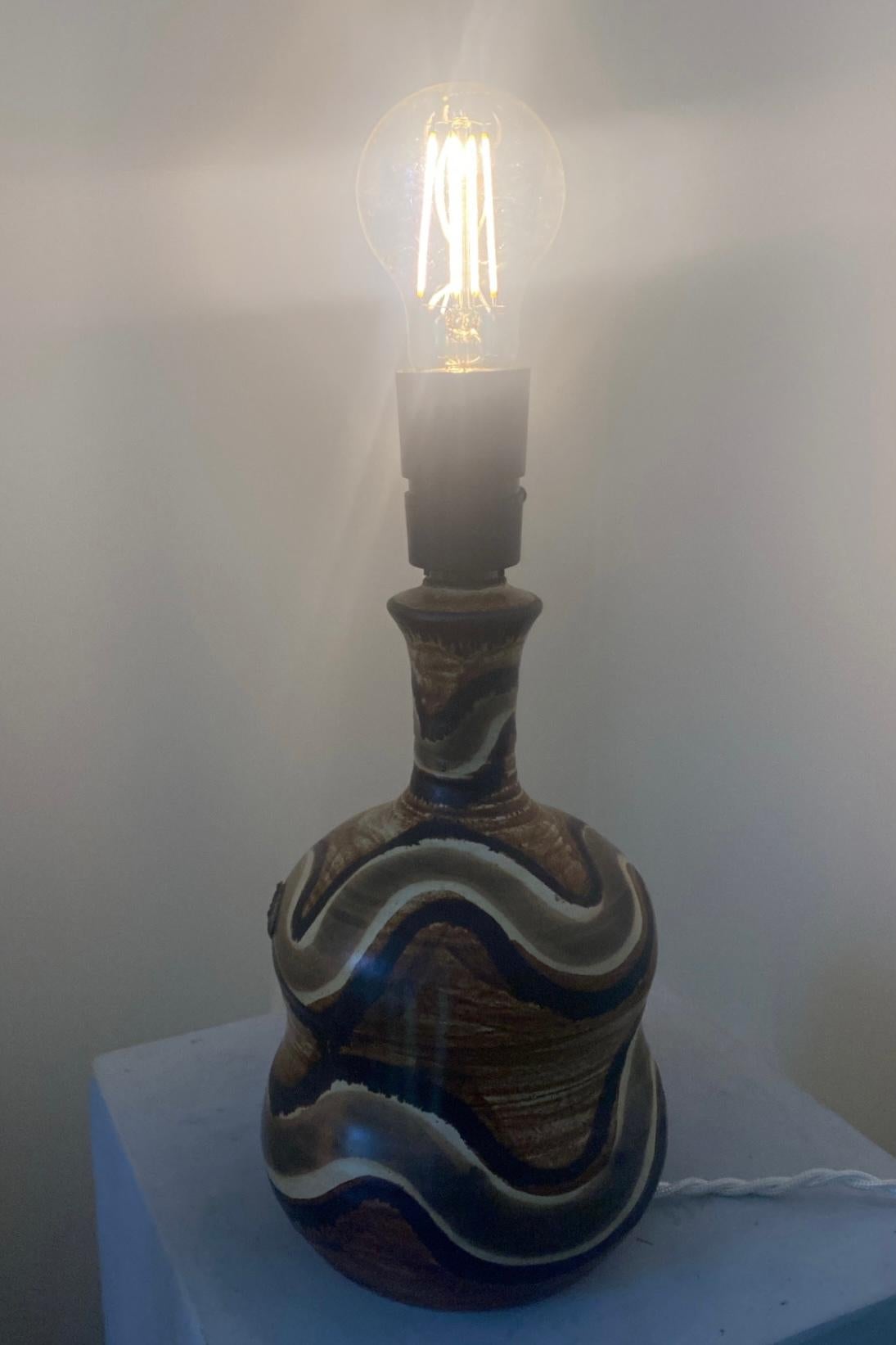 Jette Helleroe Table Lamp Glazed Stoneware, 1970s, Ceramic Axella Danish Pottery For Sale 4