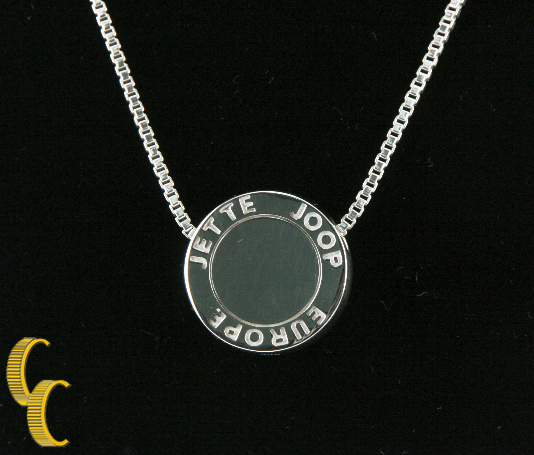 Pendentif circulaire Jette Joop en argent sterling avec chaîne boîte, taille 16 en vente 1