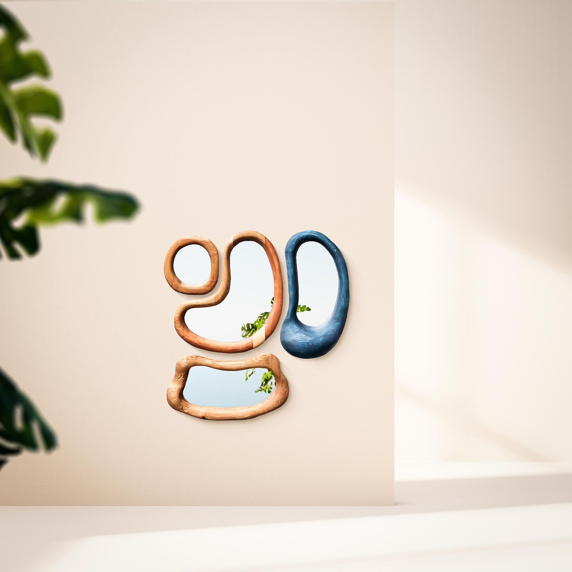 Miroir mural en bois dur Jeu Des Mouth par Marco Calhau en vente 2