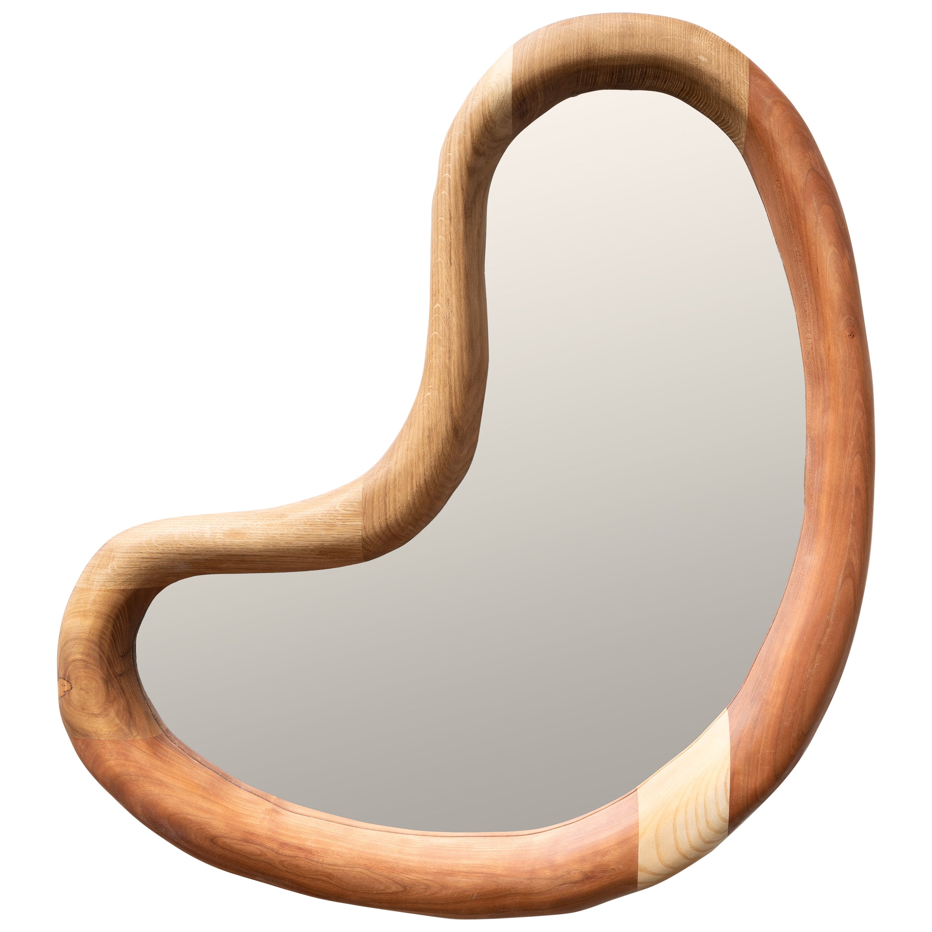 Jeu Des Nose Timber Hardwood Wall Mirror by Marco Calhau For Sale