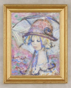 Jeune Femme au Chapeau Oil on Canvas by Henri Laville c1960 France