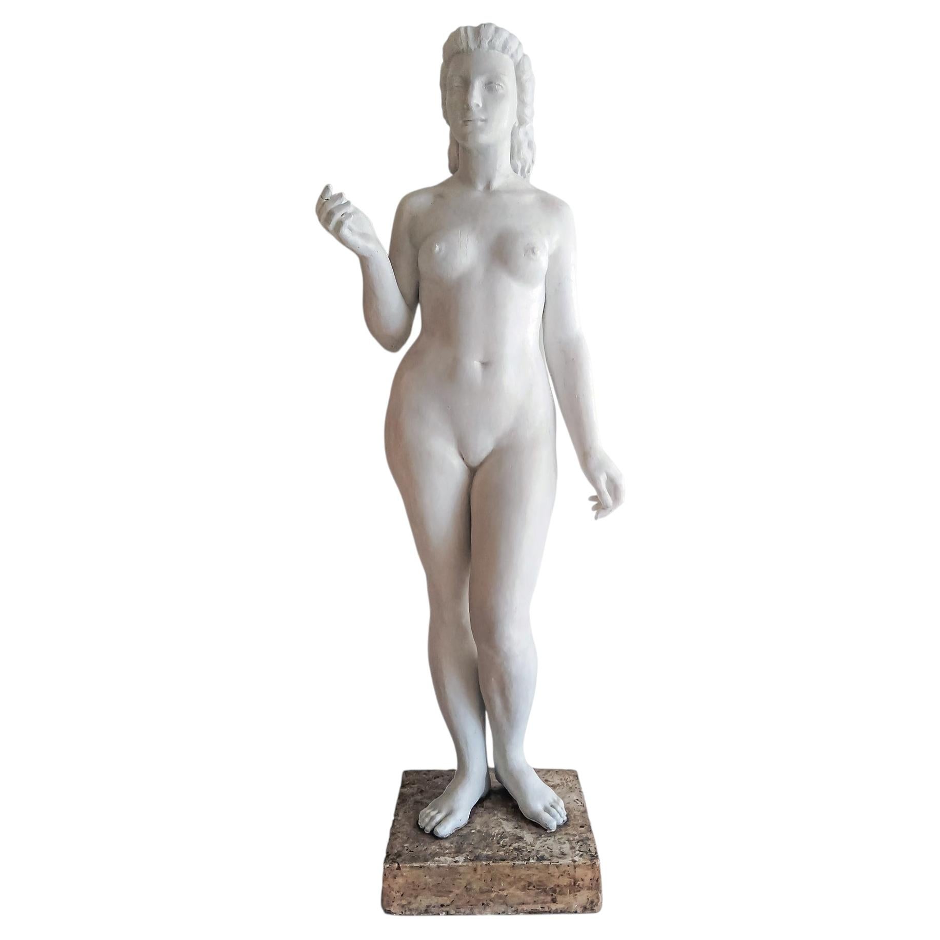 "Jeune Femme Deboute", a plaster sculpture by Joseph Rivière, Paris