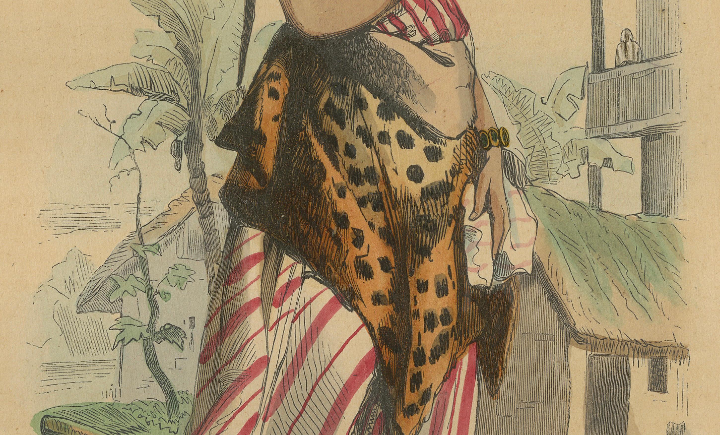 Jeune Fille Arabe in abiti tradizionali dalle litografie di Wahlen del 1844 In condizioni buone in vendita a Langweer, NL