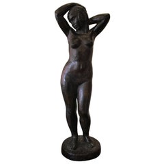 Antique "Jeune fille du Sud", Bronze Sculpture by Lucien Gibert, circa 1930s