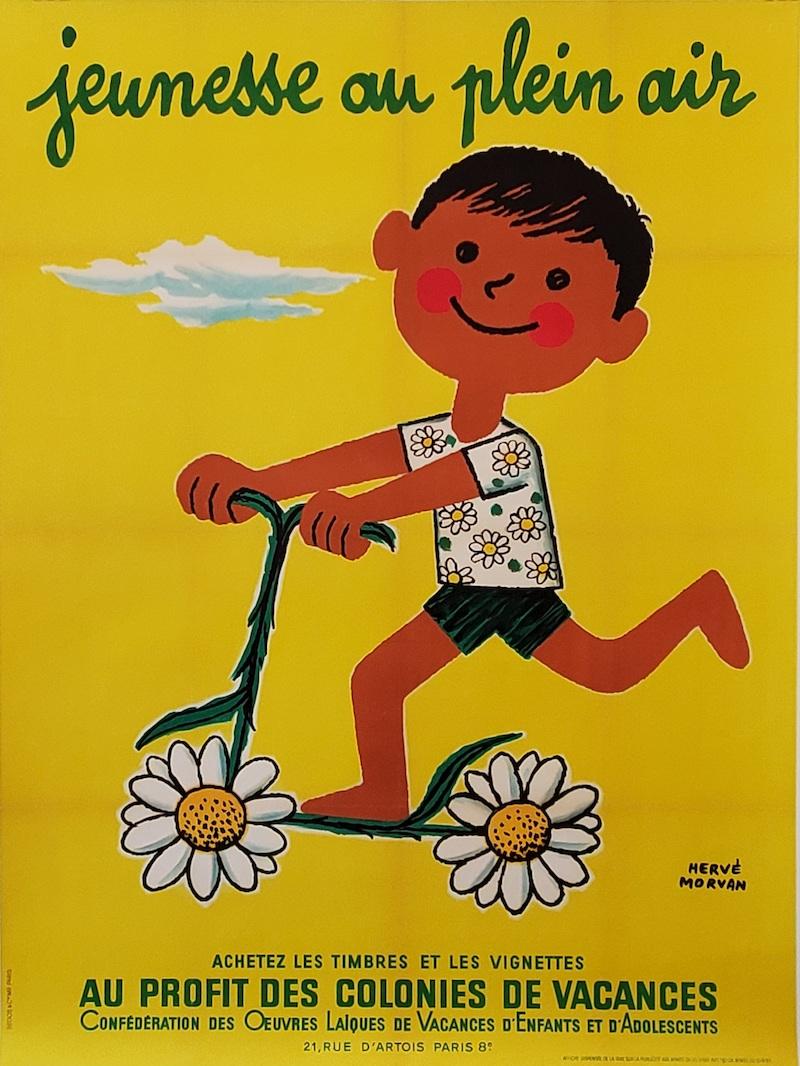 JEUNESSE AU PLEIN AIR original vintage poster by Herve Morvan, 1968

This is an original French vintage advertising poster, by the famous poster artist Herve Morvan. This poster has been linen backed for preservation. This poster is advertising an