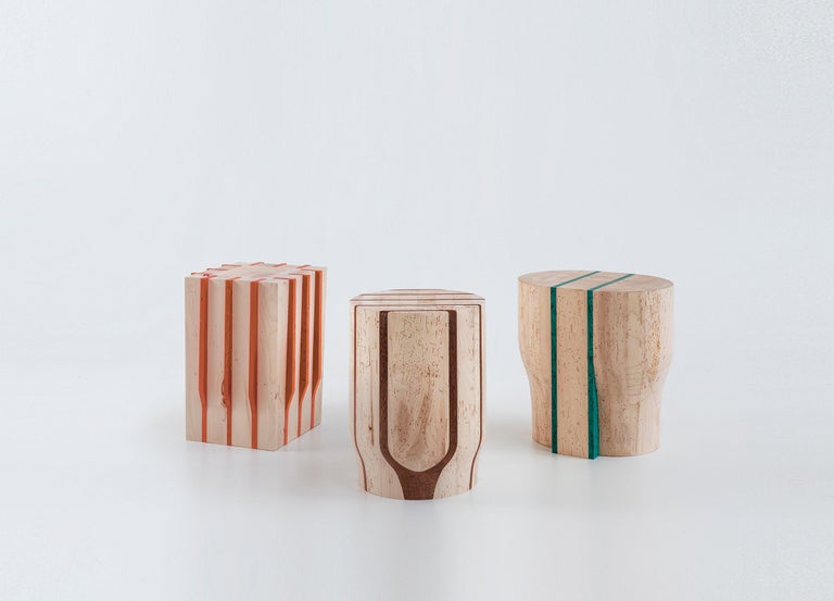 Jeunesse Stool / Side Table 2 Made in Solid Wood For Sale at 1stDibs