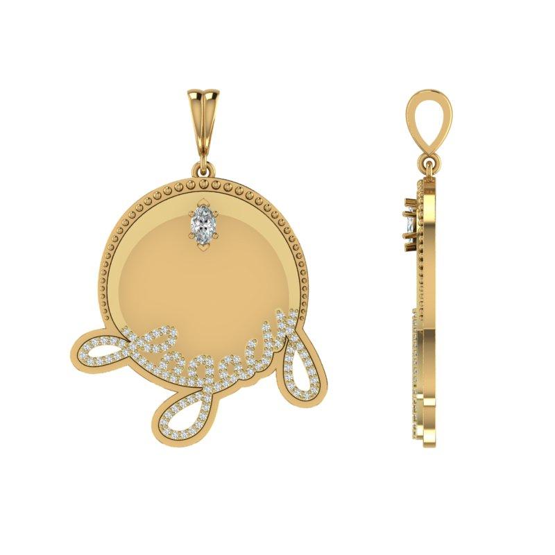 Jevela Legacy Gold Diamond Coin Pendant In New Condition For Sale In Holbrook, MA