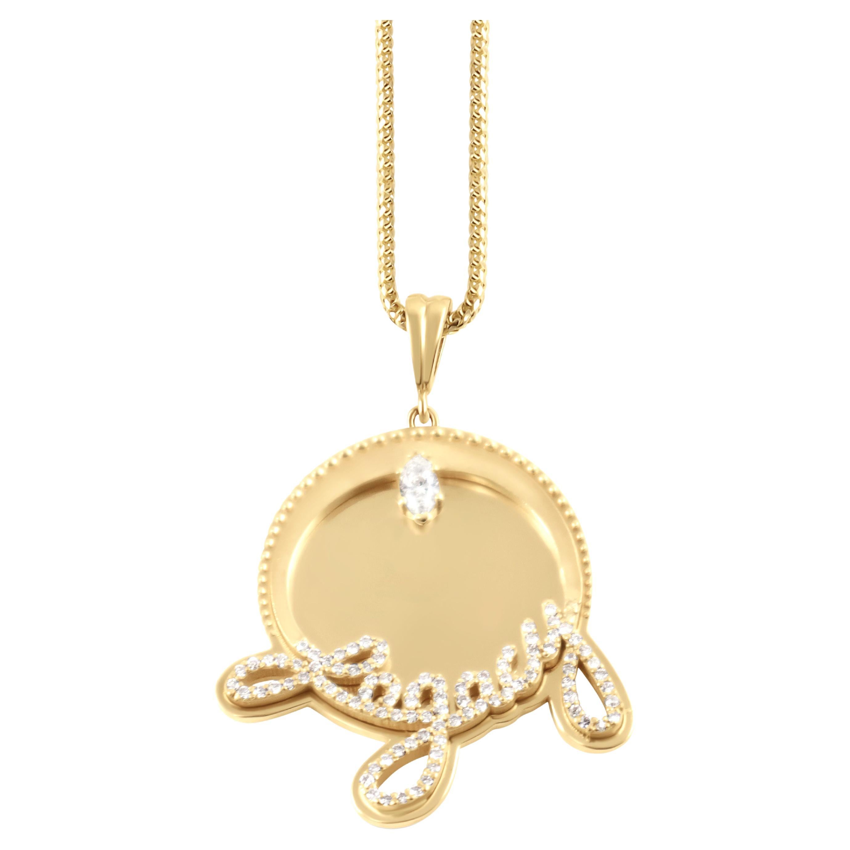Jevela Legacy Gold Diamond Coin Necklace For Sale
