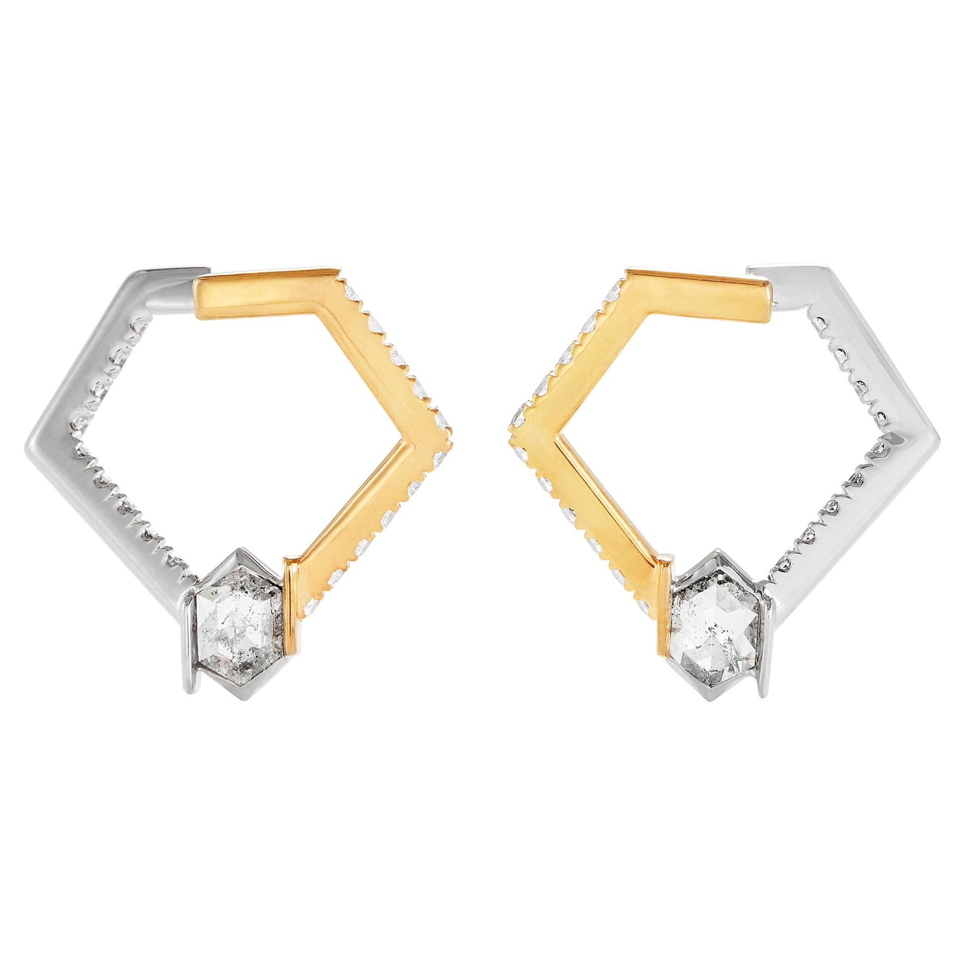 Jevela Ricky Boucles d'oreilles sel et poivre avec diamants en vente