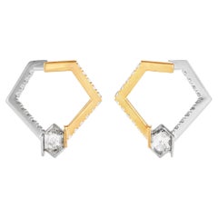 Jevela Ricky Two Tone Salt and Pepper Diamond Hoop Earrings