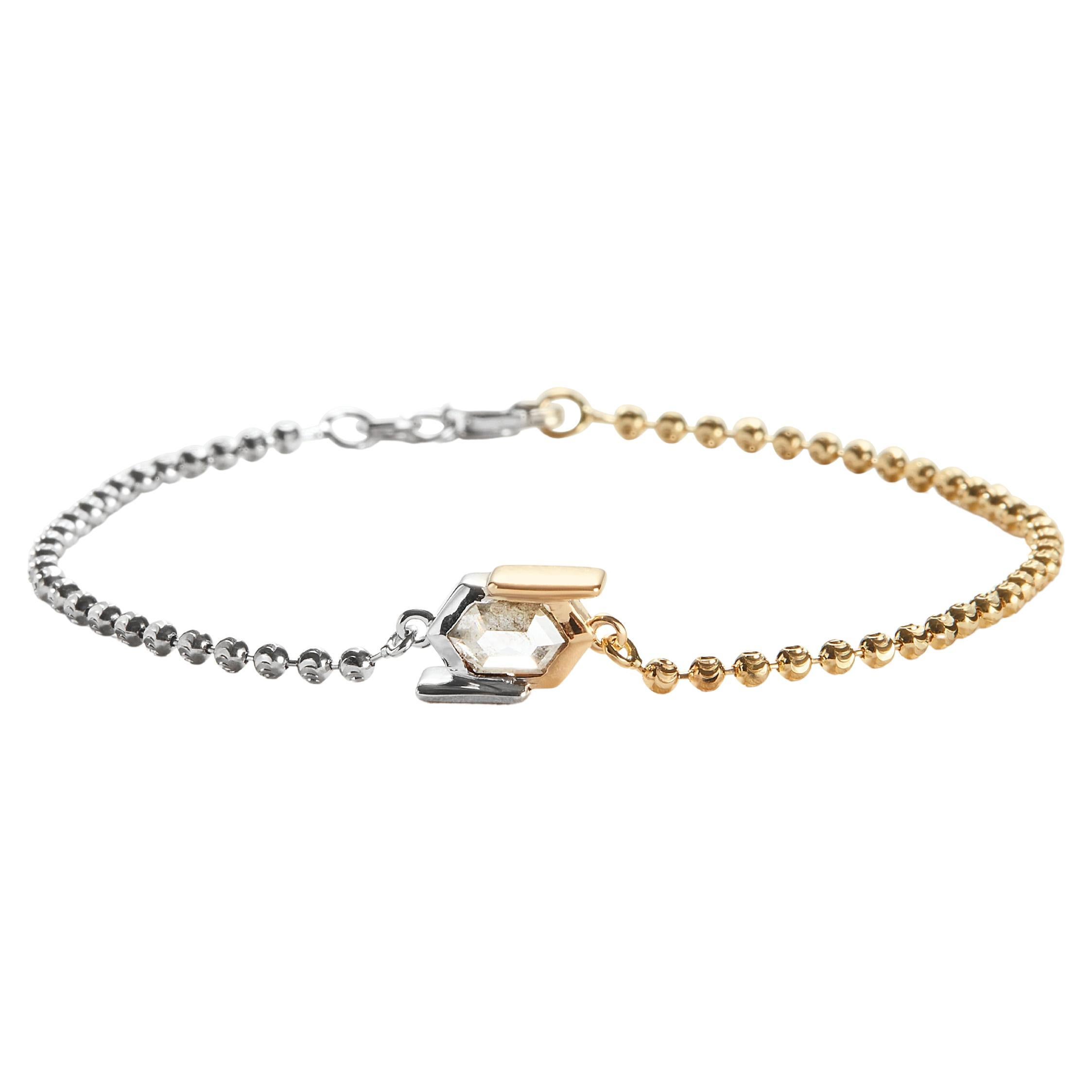 Jevela Tracey White and Yellow Gold Diamond Bracelet For Sale