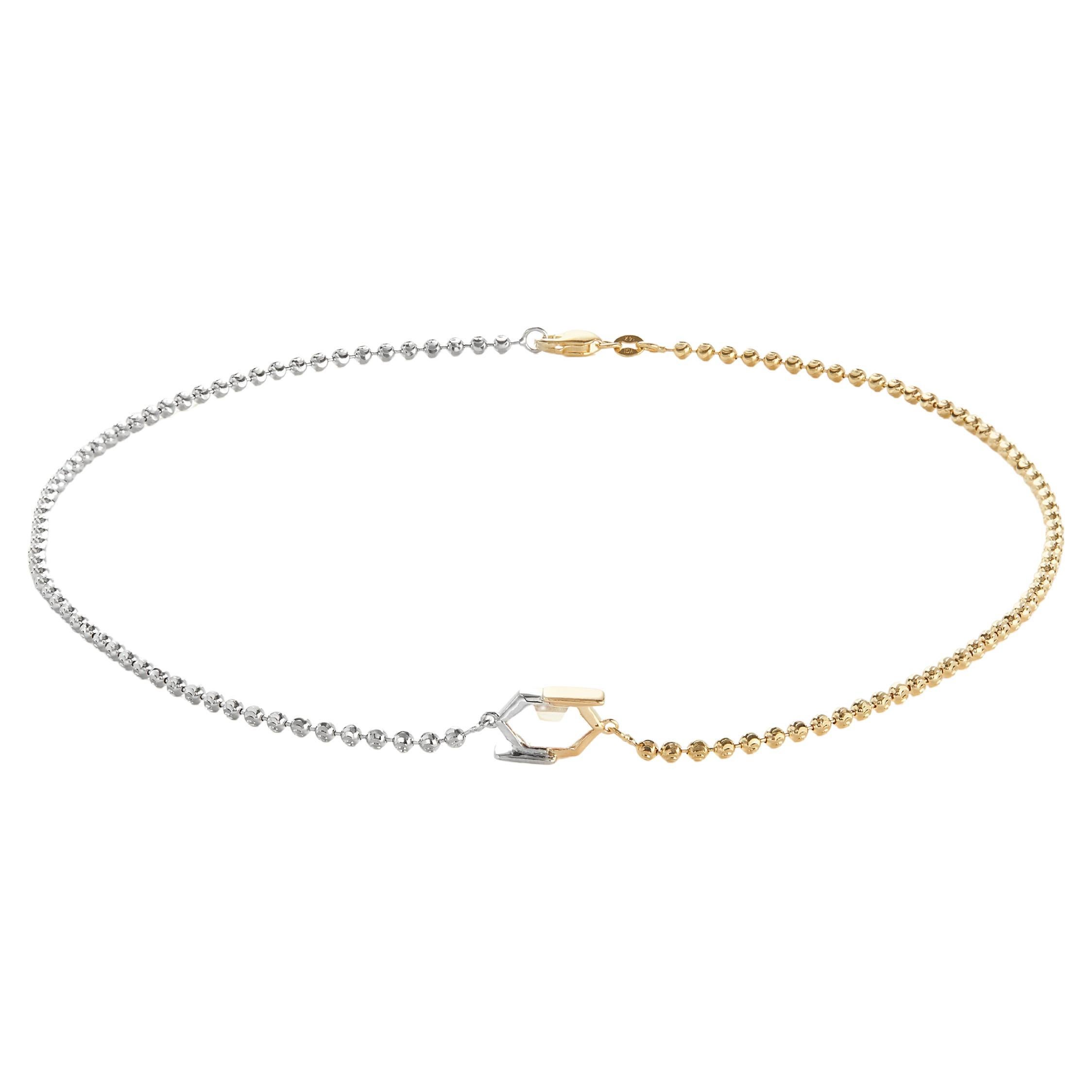 Jevela Tracey White and Yellow Gold Diamond Choker  For Sale