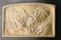 Jew at the Tomb of Zechariah-Bronze Plaque by Moshe Murro for Bezalel, Jerusalem