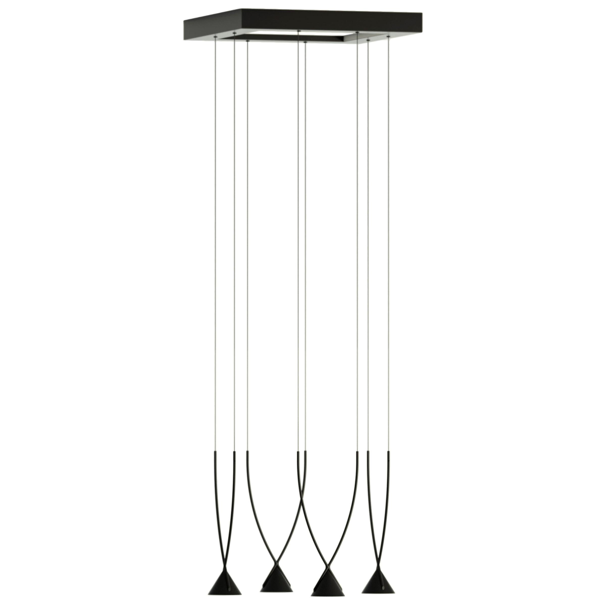 Jewel 4: Modern Italian Eco-Friendly Multi-Lamp Pendant in Black