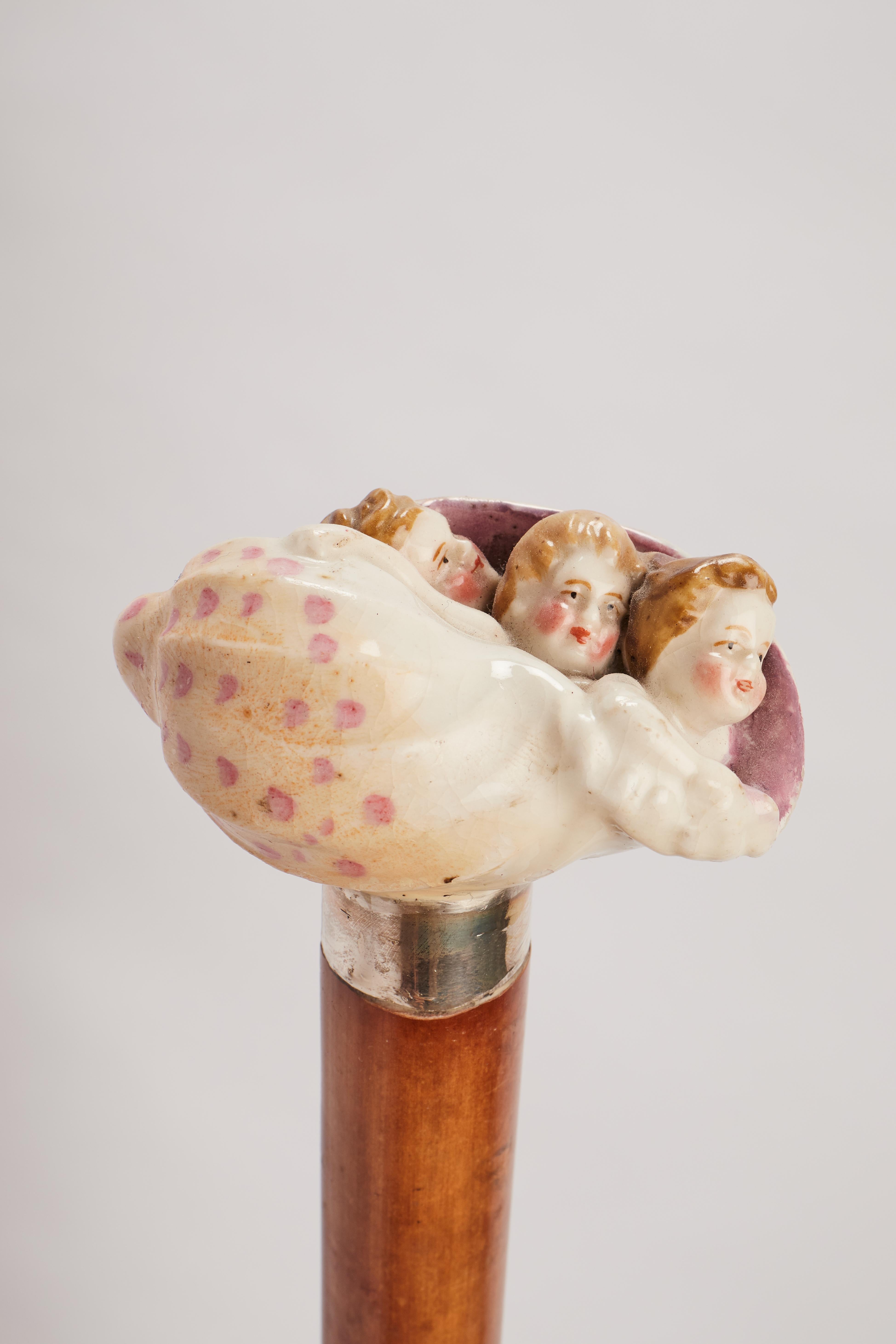 XIXe siècle Canne en porcelaine de Jewell Capodimonte, Italie 1880. en vente