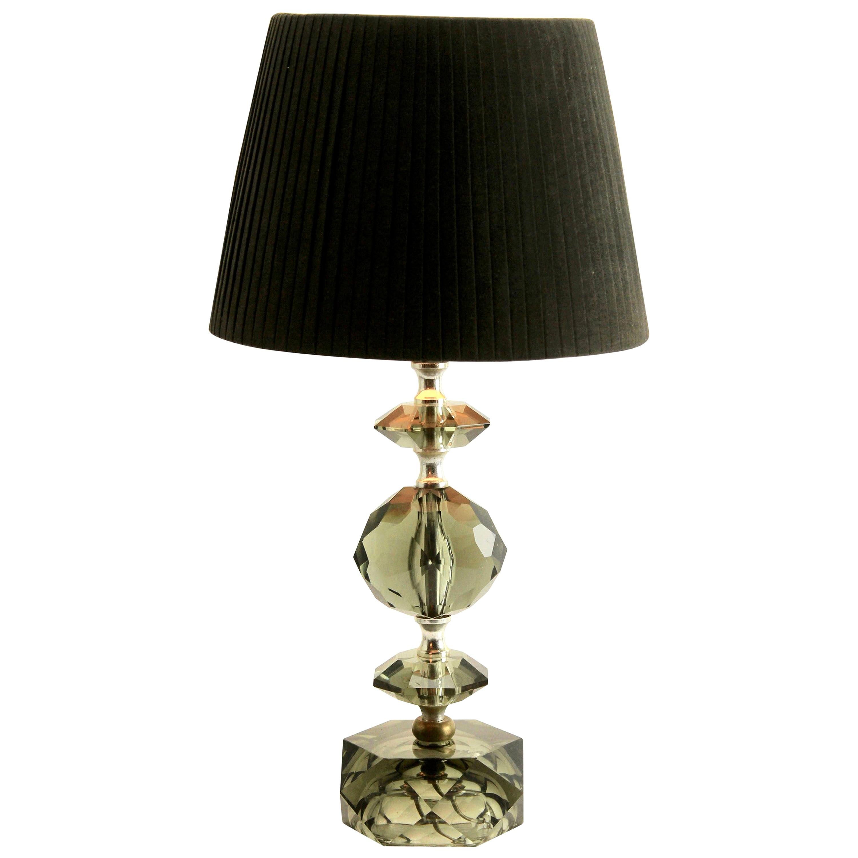 JewelCut Italian Crystal Table Lamp in Smokey Quartz at 1stDibs