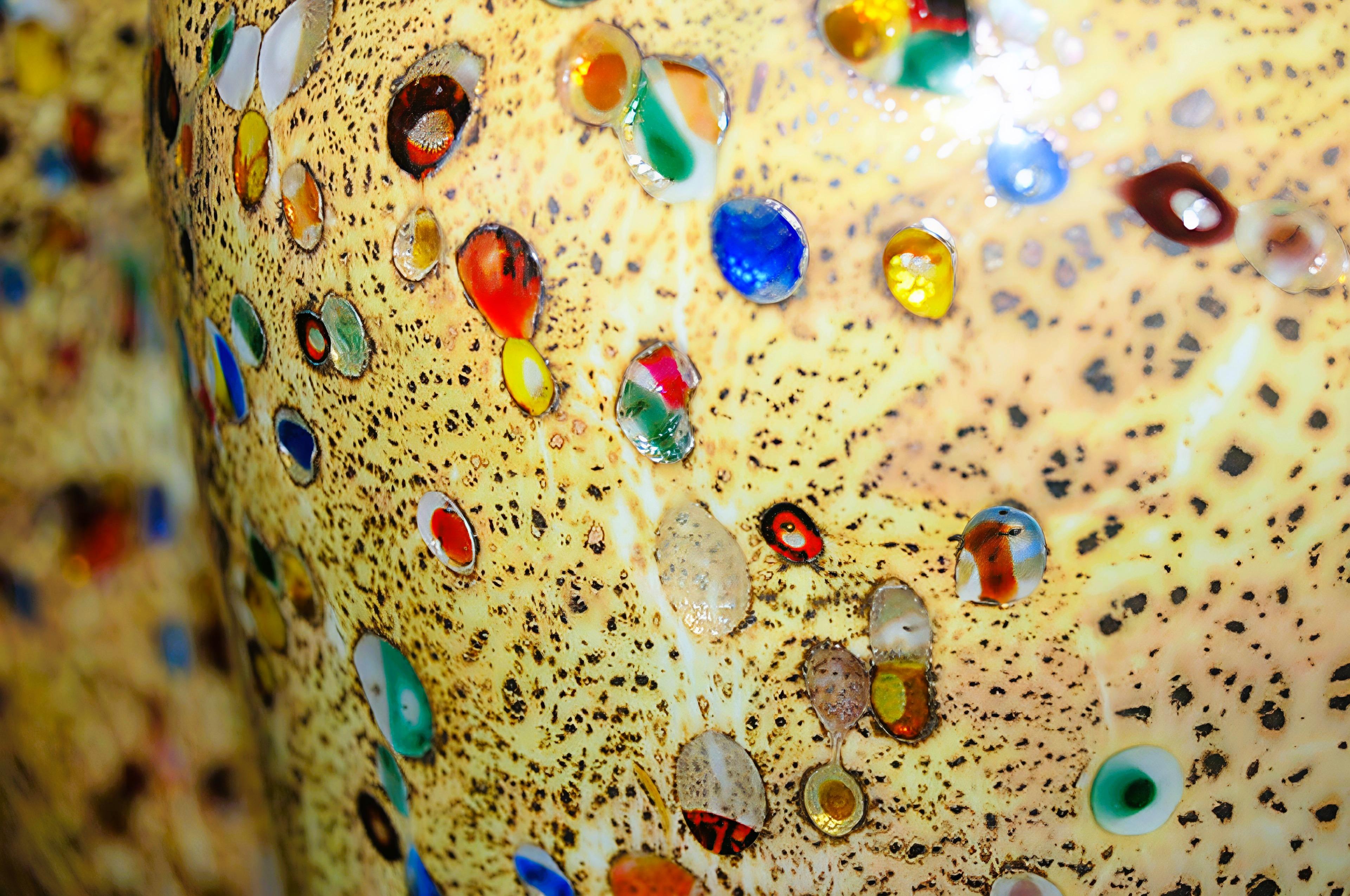 Verre brun Lampes Murano monumentales incrustées de Jewell en jaune de Dijon en vente
