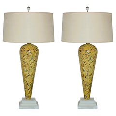 Jewel Encrusted Monumental Murano Lamps in Dijon Yellow