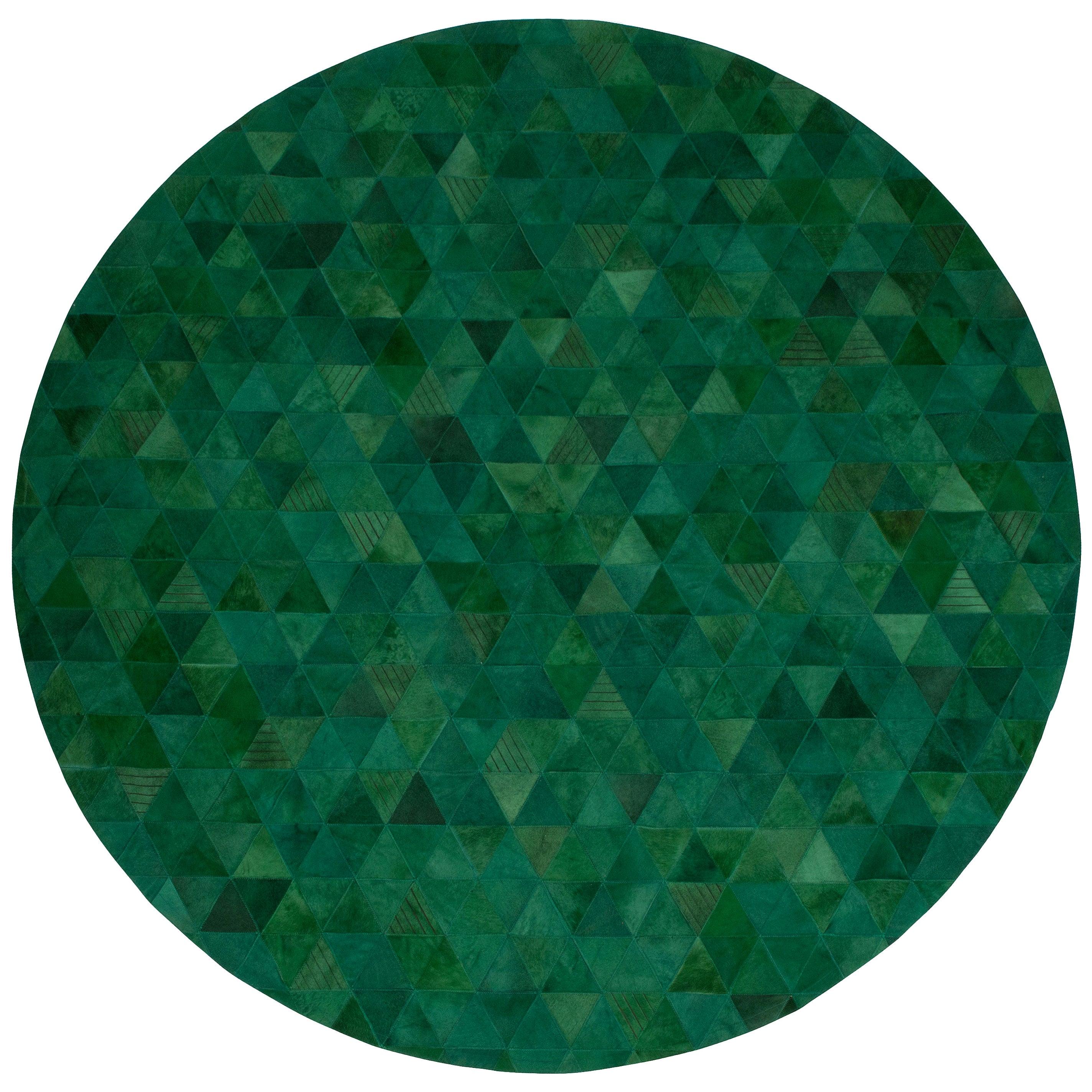 Jewel green Round Trilogia Emerald Customizable Cowhide Area Rug Large