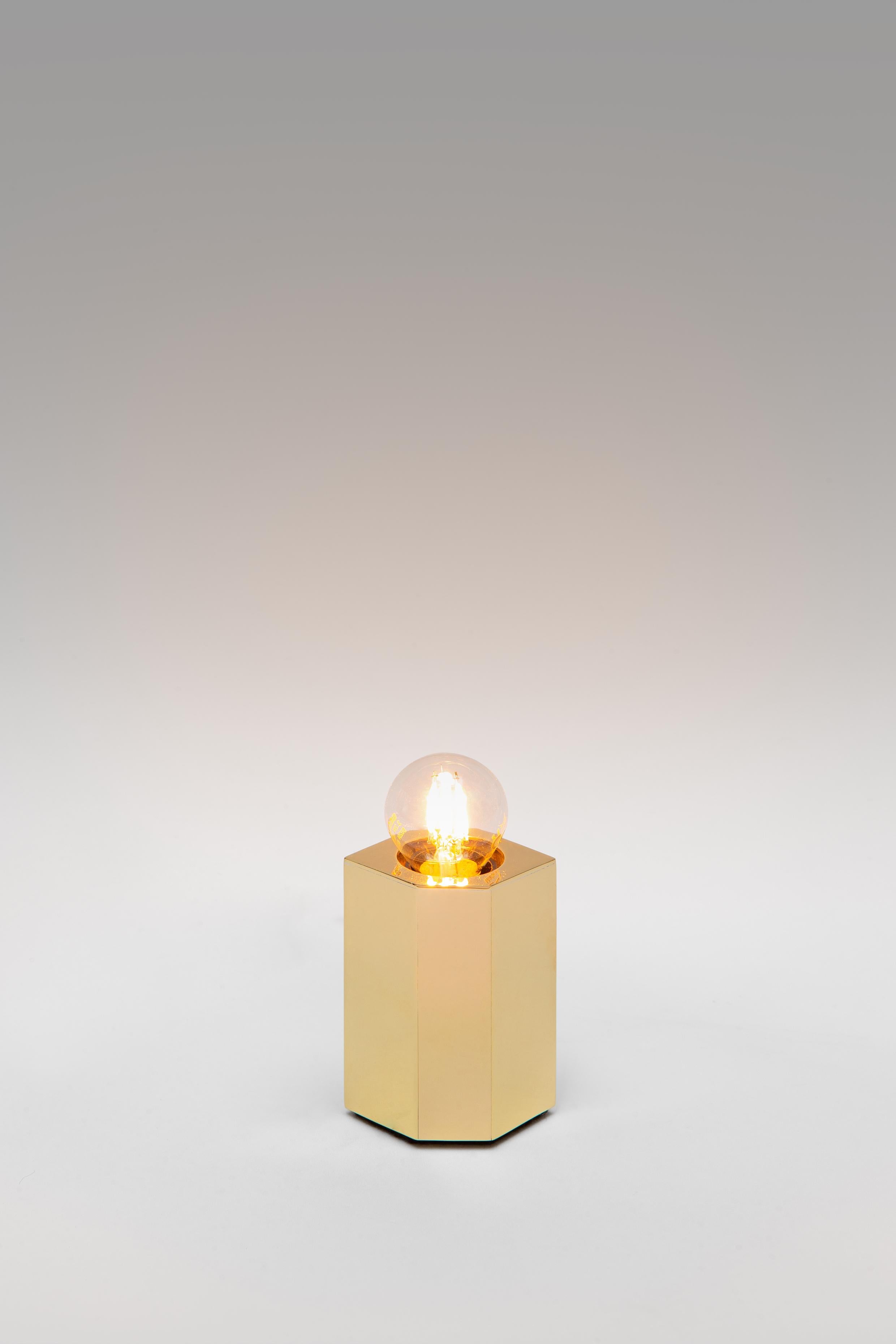Jewel light 6 is presented by Koen van Guijze

Small geometrical shapes, turned in gold. Like art, light objects can give warmth and inspiration. Koen has creates several light objects that give comfort for the soul. This work is made to order.
 