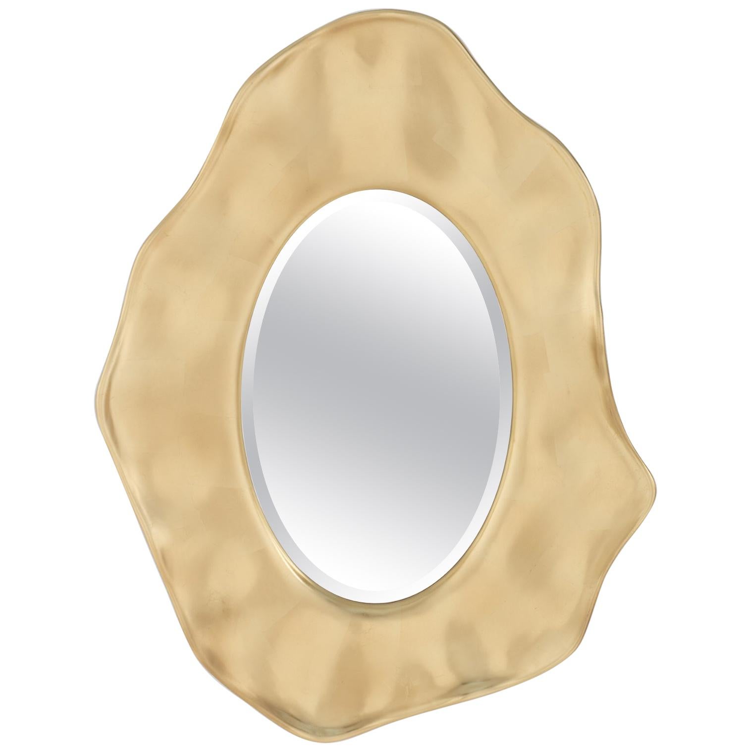 Bergman Mirror in Mahogany Wood Gold Leaf Painted or Black Lacquered For Sale at 1stDibs