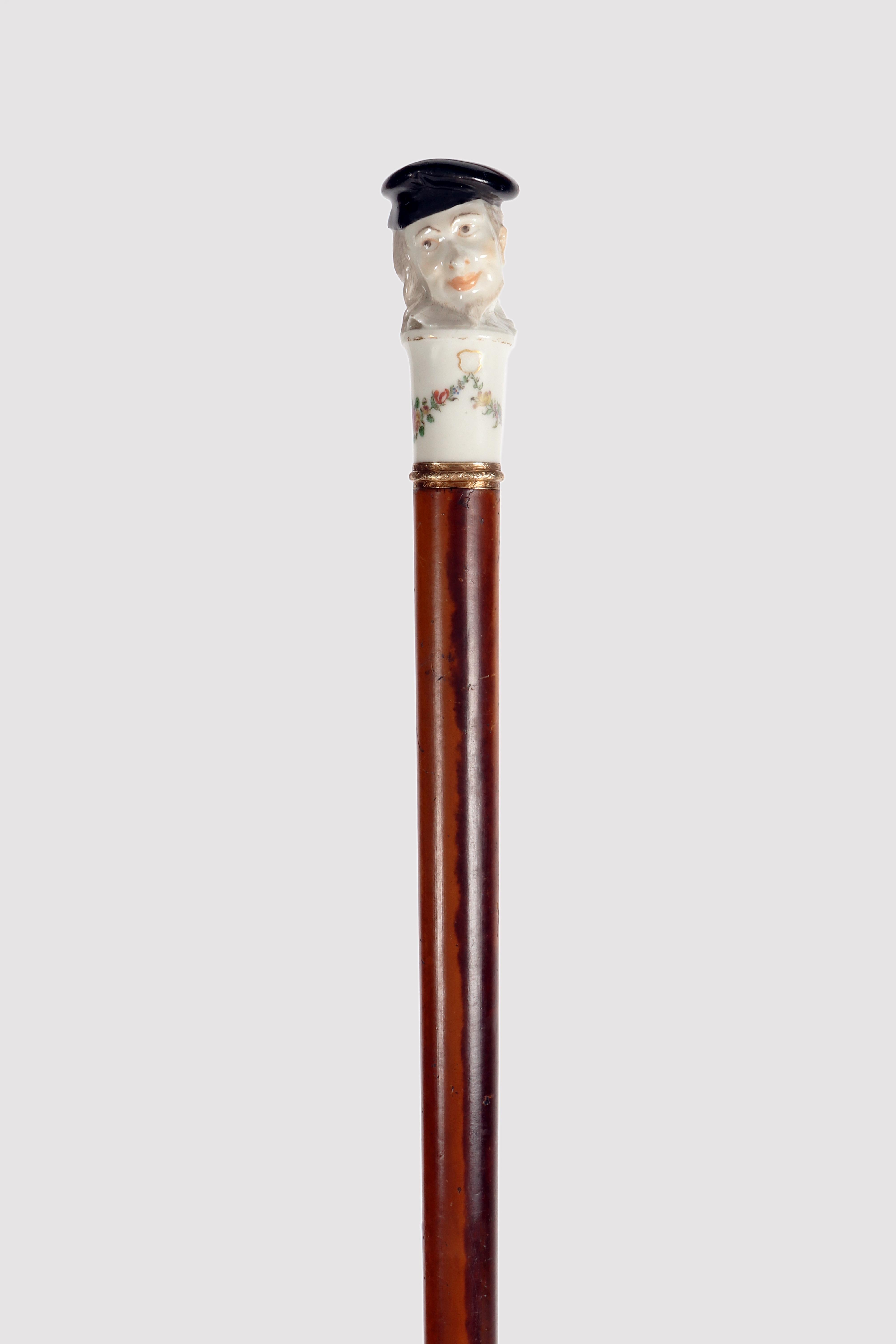 Jewell Nymphenburg Porzellan Spazierstock. Deutschland 1755-1760. im Angebot 1