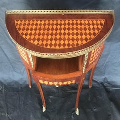 Jewel of a French Diamond Marquetry Side Table or Nightstand