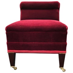 Jewel of a George Smith Slipper Chair in Rich Burgundy Mohair