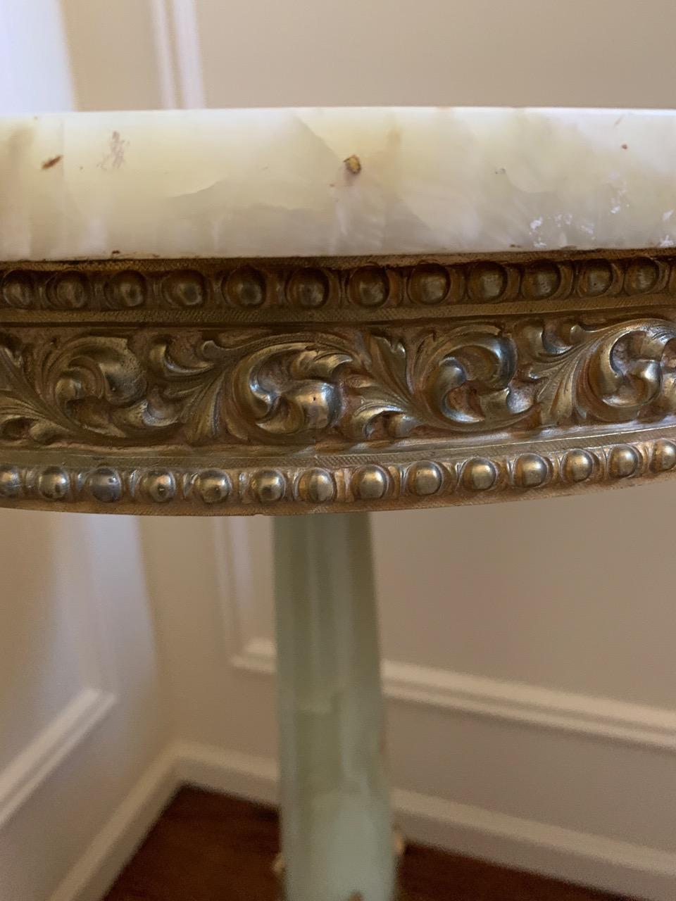 Extraordinary Round Onyx and Gilt Brass Empire Pedestal Side Table In Excellent Condition In Hopewell, NJ