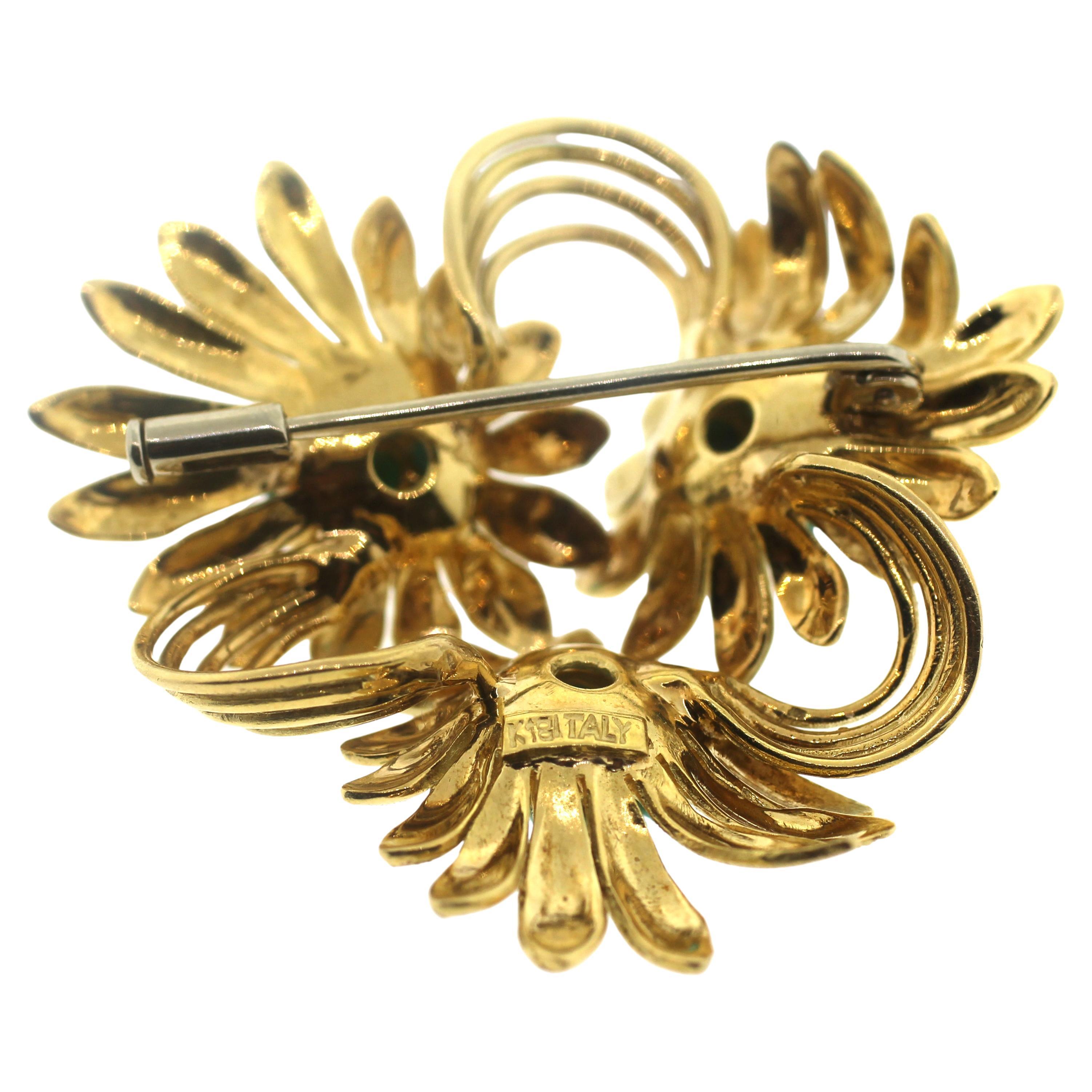 Contemporary Jewel of Ocean 18k Turquoise Estate Flower Brooch 'Convertible to Pendent' For Sale