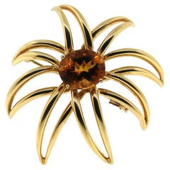 Jewel Of Ocean Estate Tiffany Fireworks Citrine 18K Earring and Brooch Set