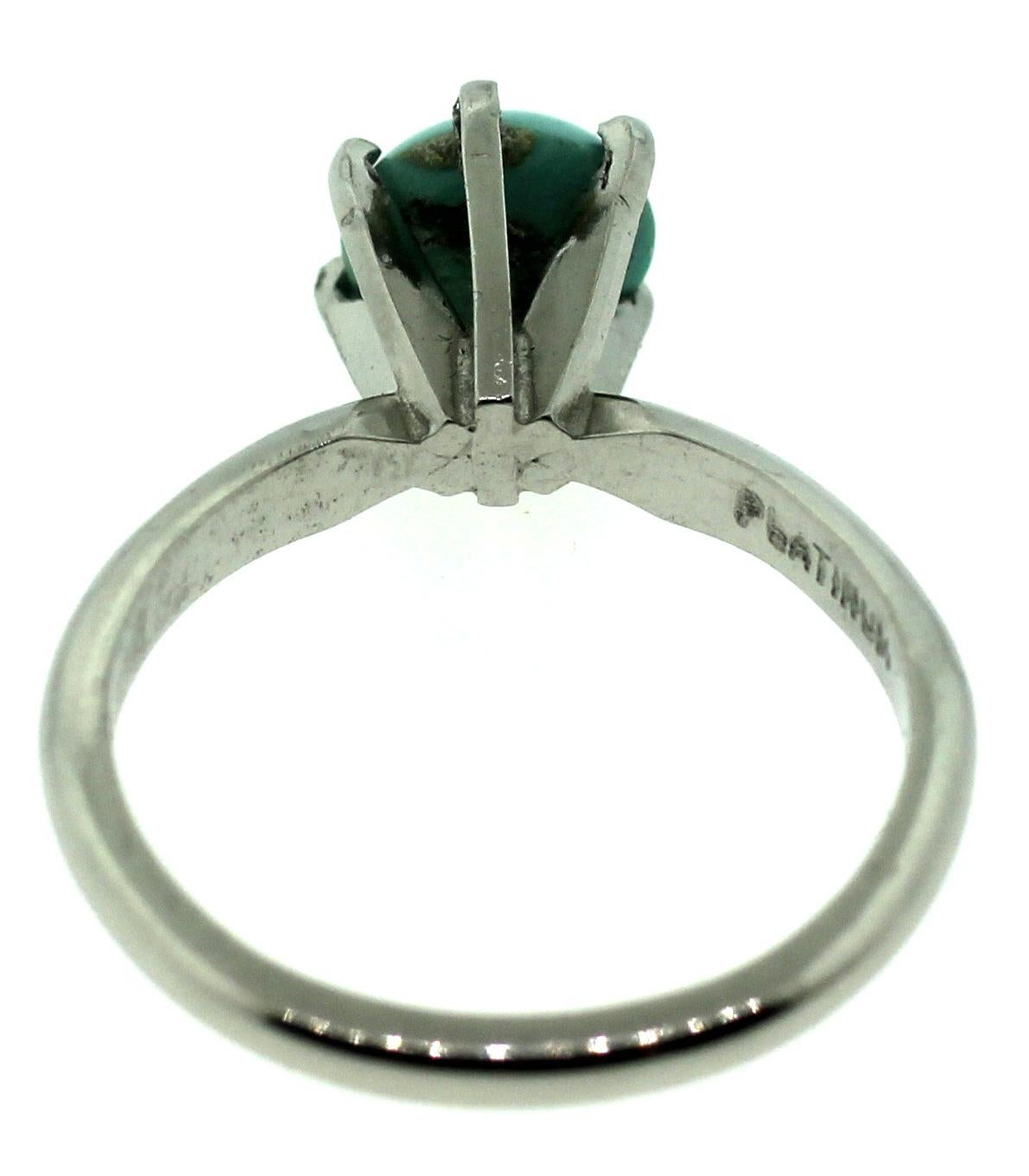 Jewel Of Ocean Platinum Persian Natural color turquoise Ring In New Condition For Sale In New York, NY