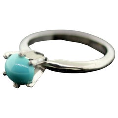 Bague persane en platine de couleur naturelle turquoise