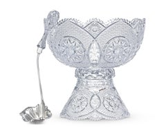 Jewel Pattern Cut Glass Punch Bowl by Meriden