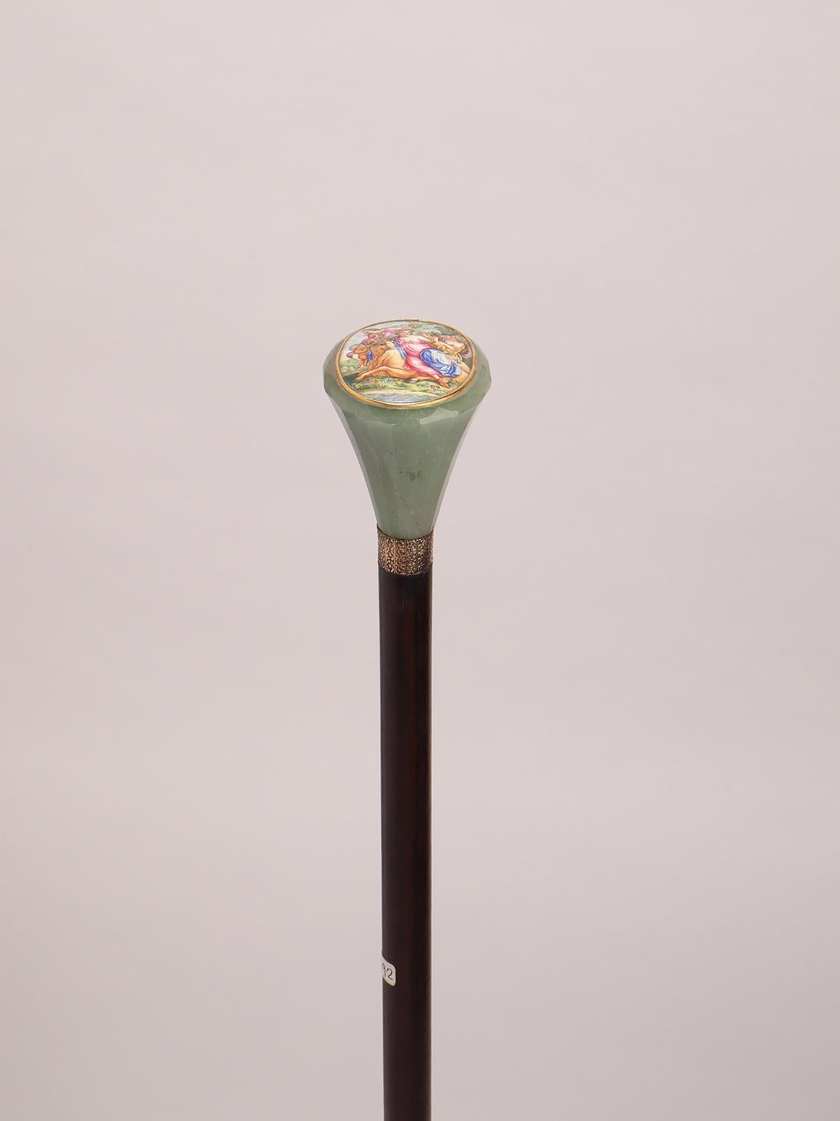 Jewel pietradura walking stick depicting the rape of Europa, France 1870. For Sale 2