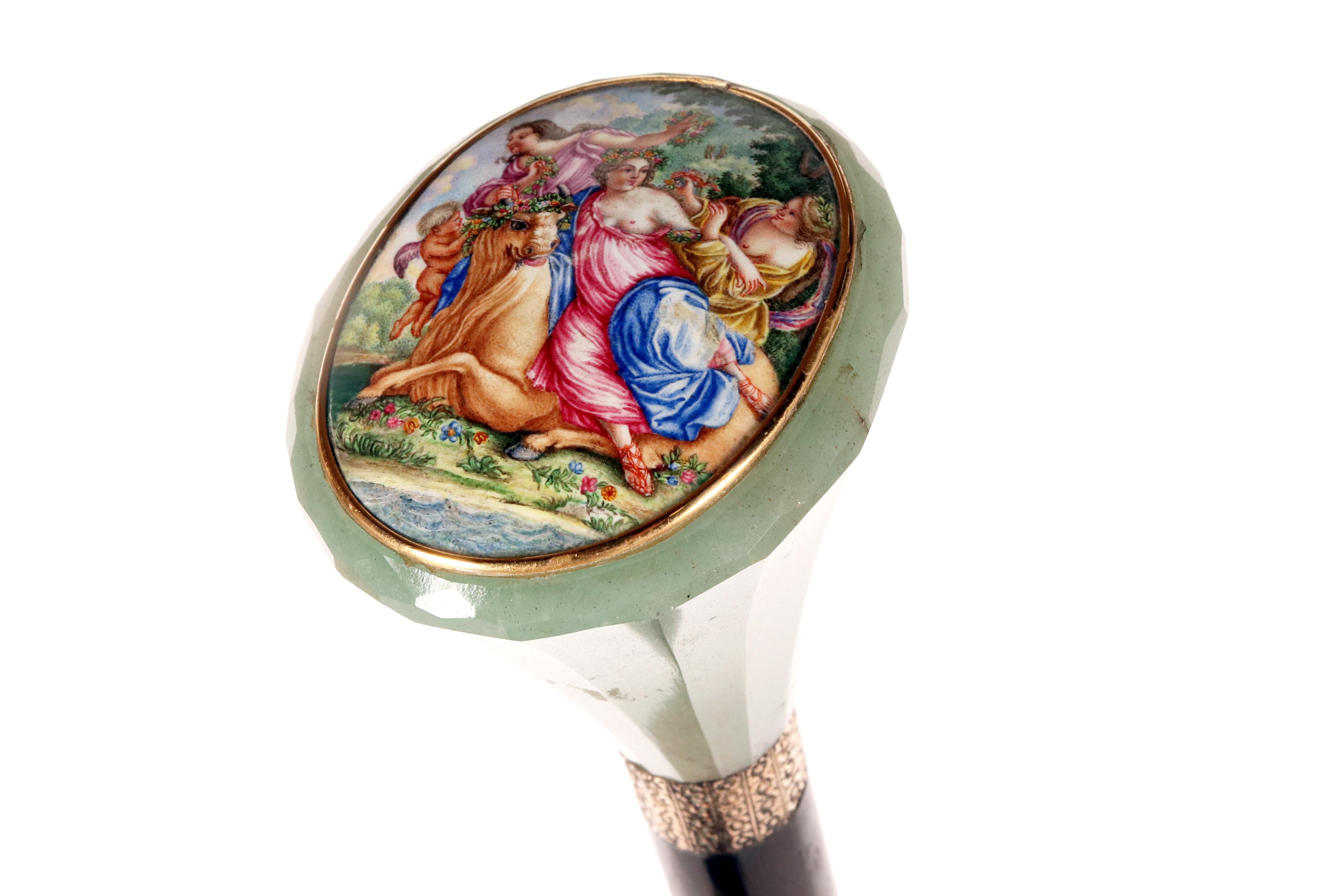 Jewel pietradura walking stick depicting the rape of Europa, France 1870. For Sale 2