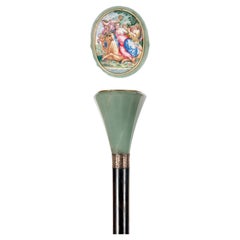 Jewel pietradura walking stick depicting the rape of Europa, France 1870.