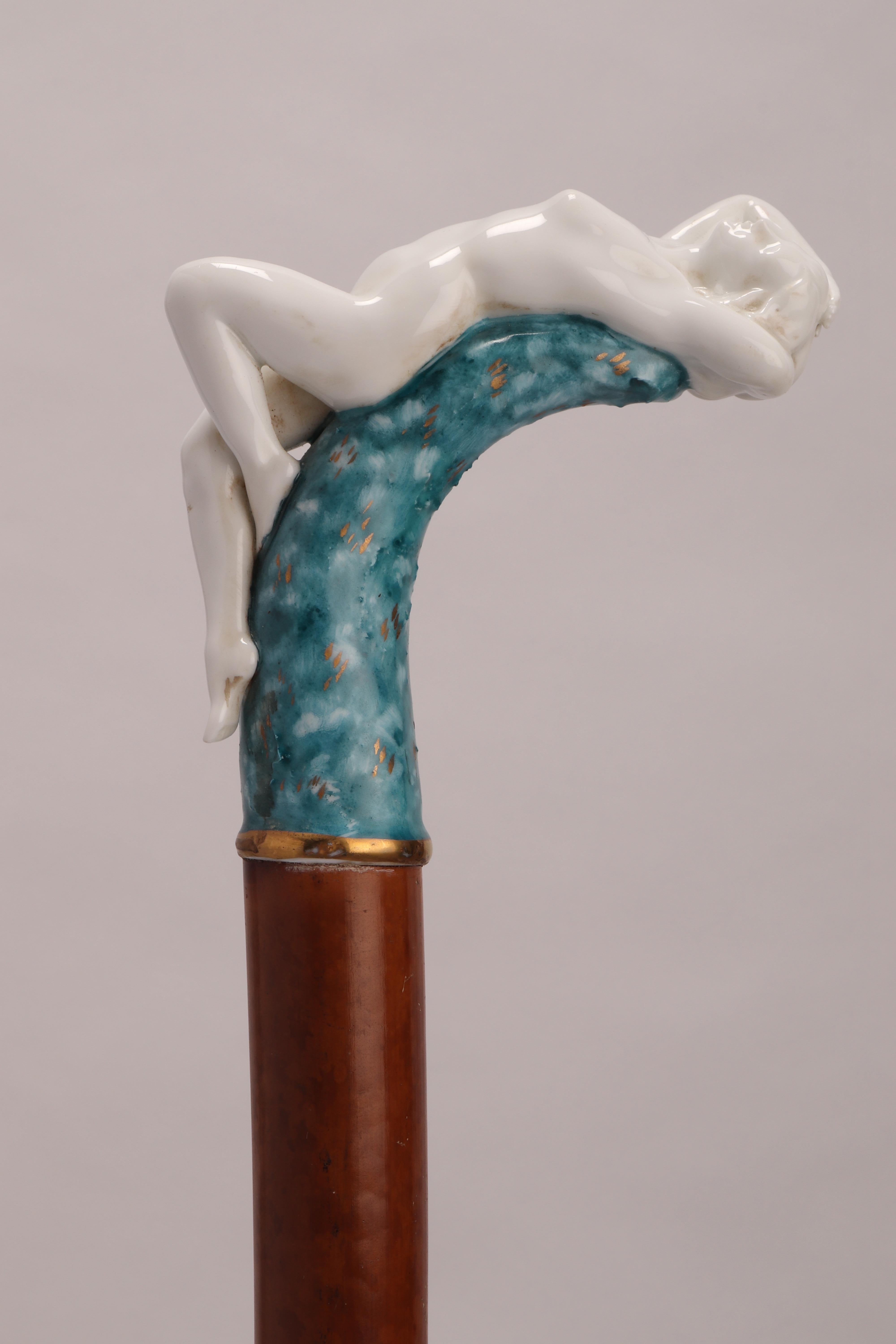 Jewel Porcelain Walking Stick, Italy, 1890 In Excellent Condition In Milan, IT