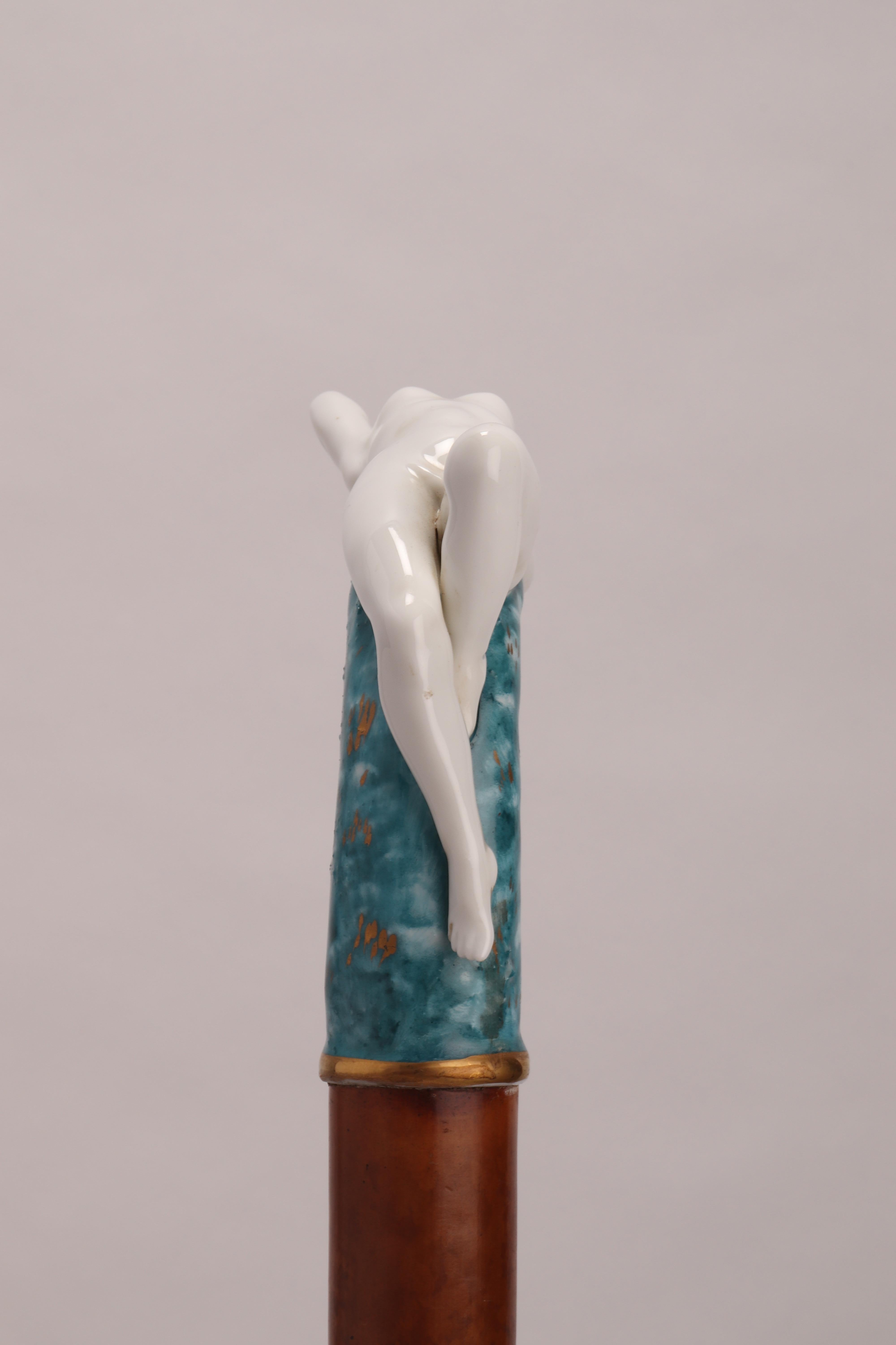 Late 19th Century Jewel Porcelain Walking Stick, Italy, 1890