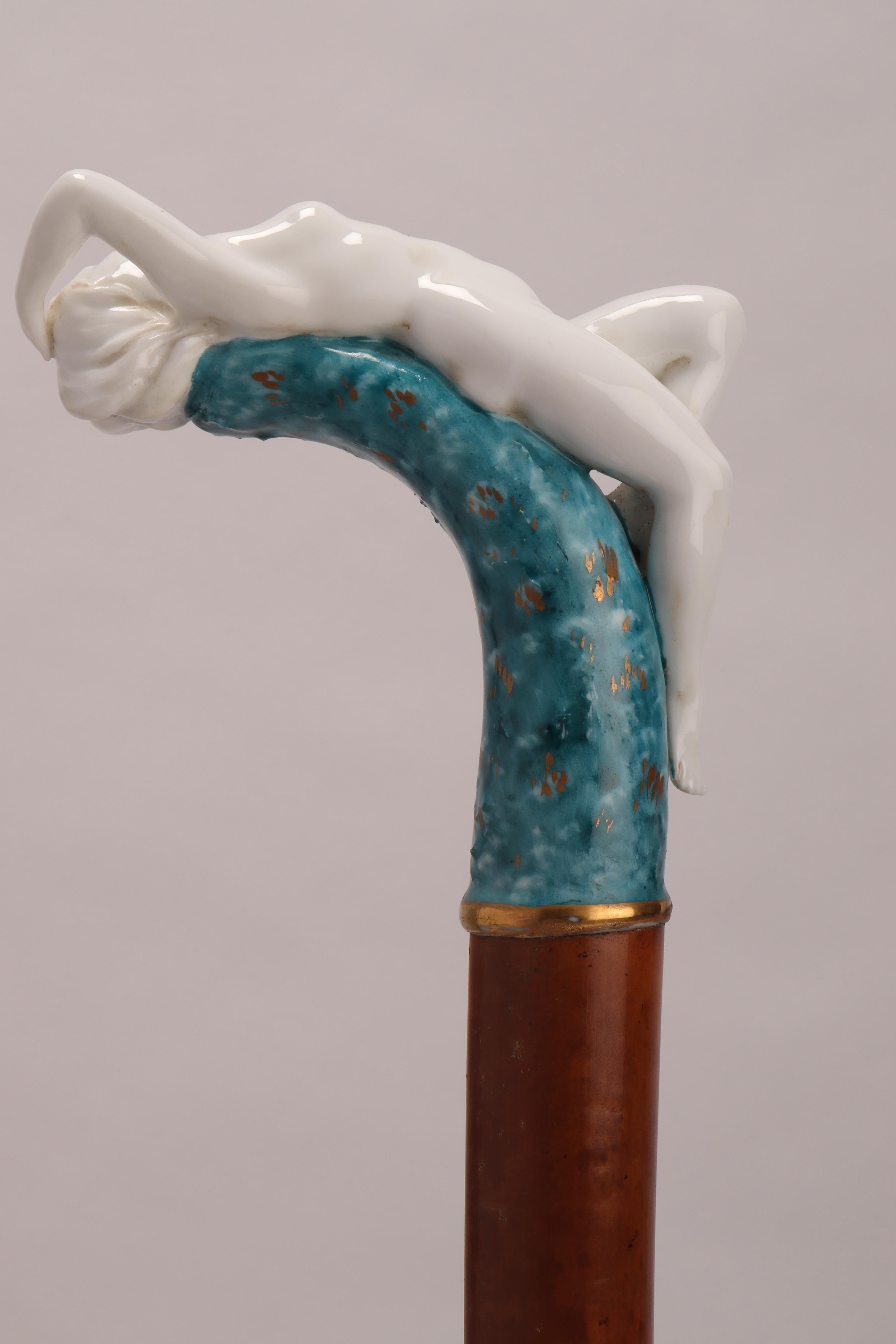 Jewel Porcelain Walking Stick, Italy, 1890 1