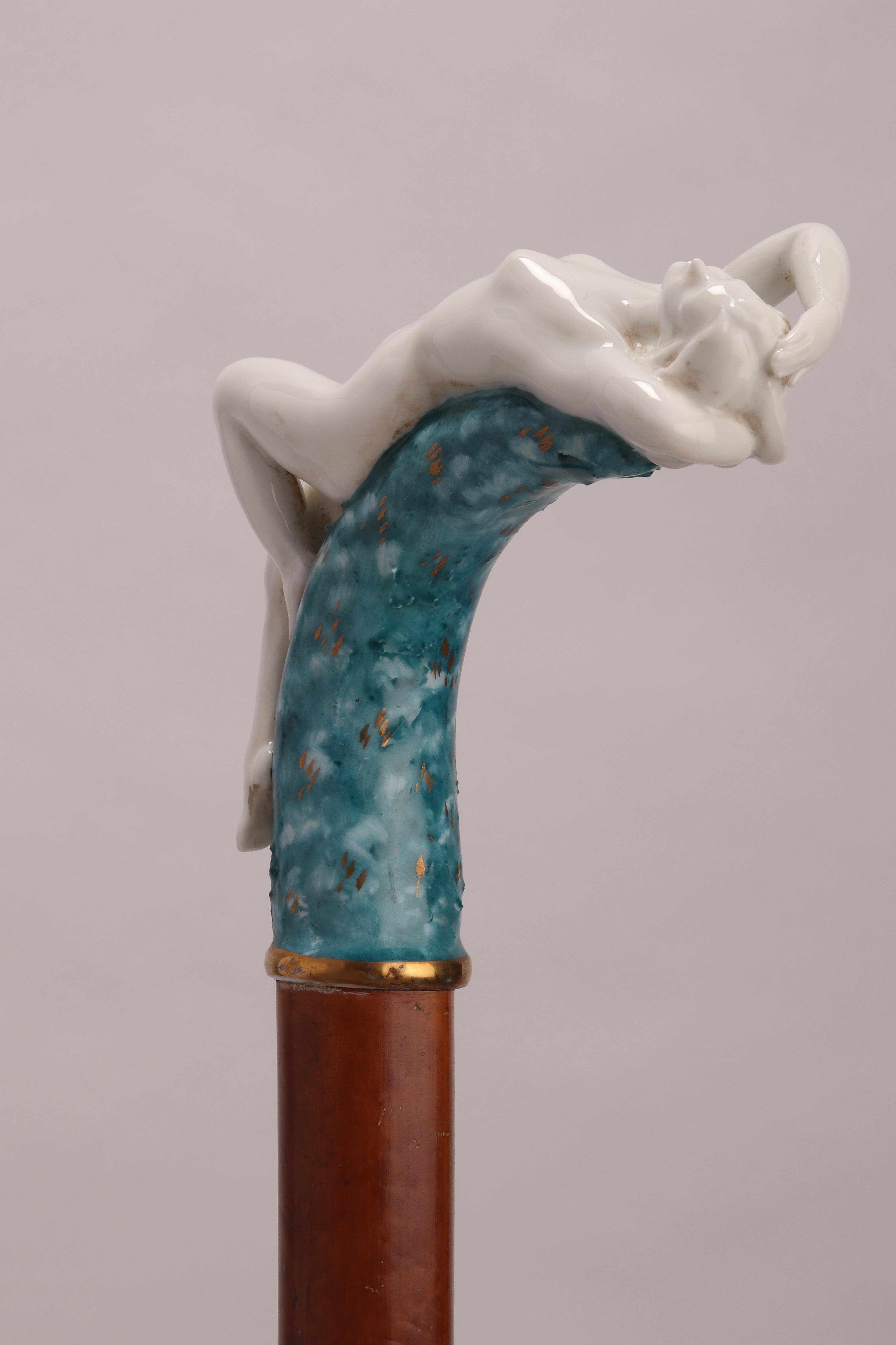 Jewel Porcelain Walking Stick, Italy, 1890 2