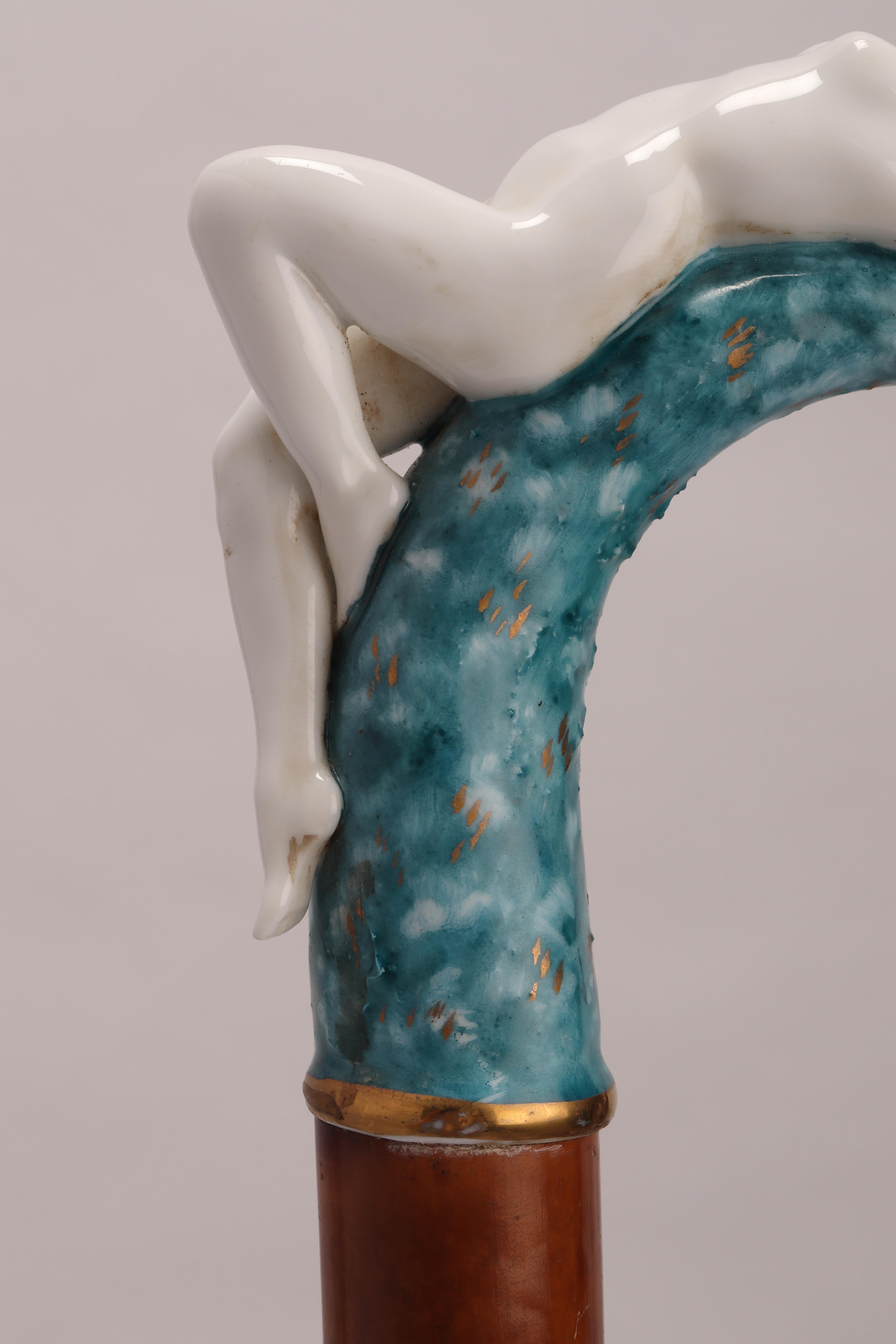 Jewel Porcelain Walking Stick, Italy, 1890 3