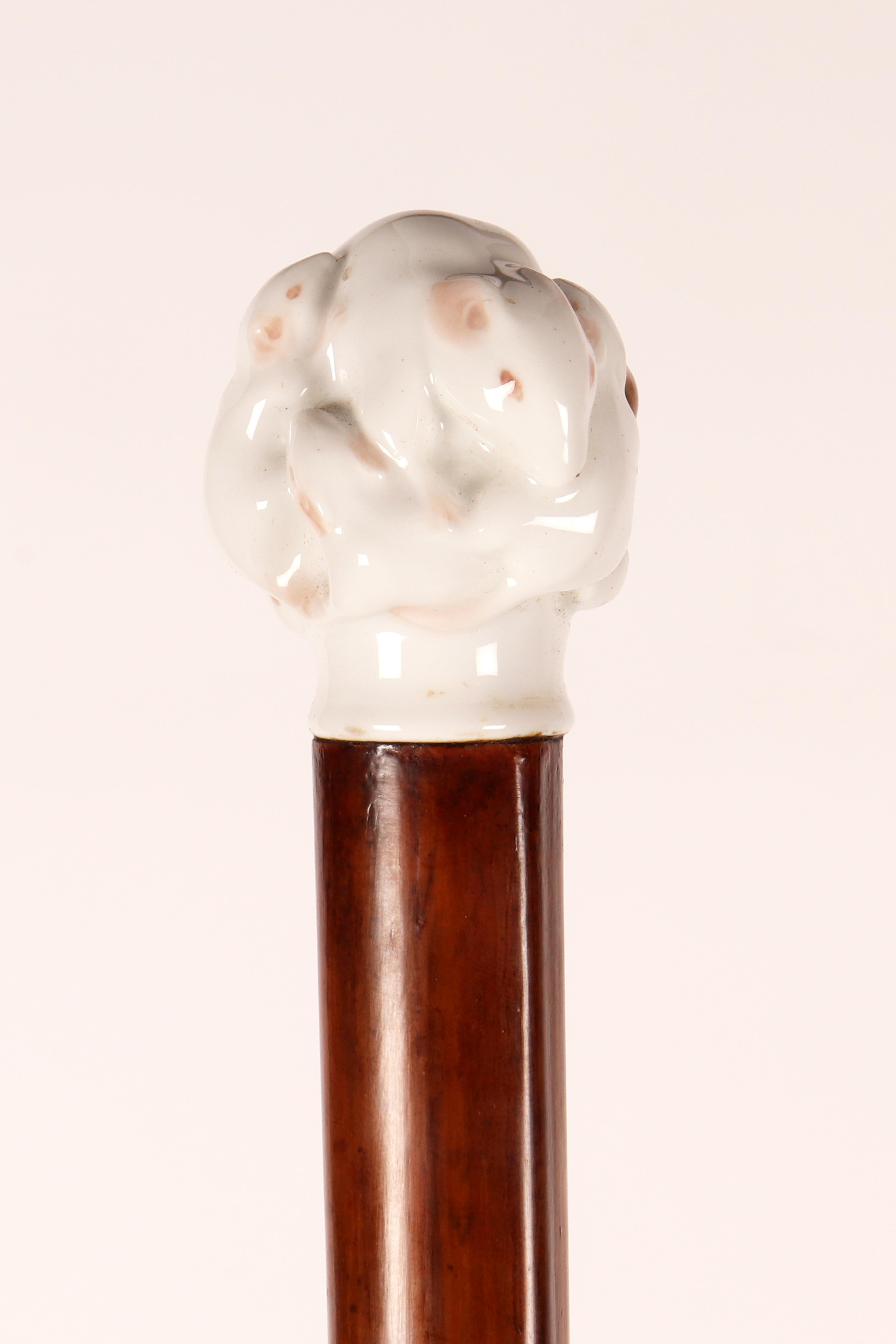 Métal Canne en porcelaine de Jewell Royal Copenaghen. Danemark, fin du XIXe siècle. en vente