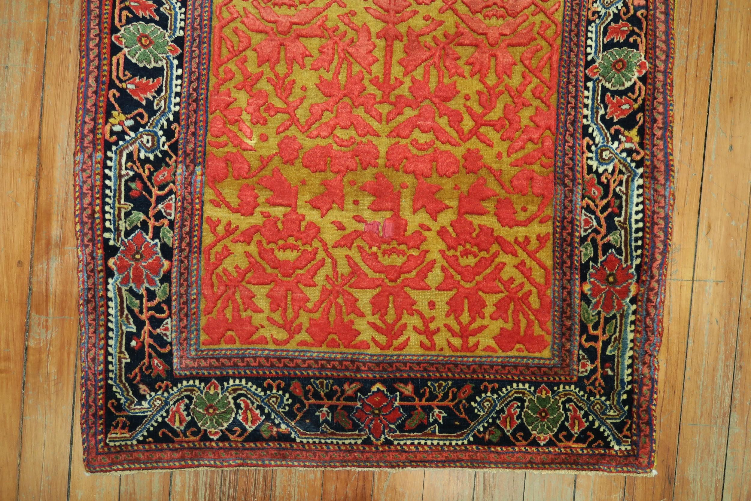 Empire Jewel Tone Early 20th Century Superfine Quality Antique Persian Jozan Souf Mat For Sale